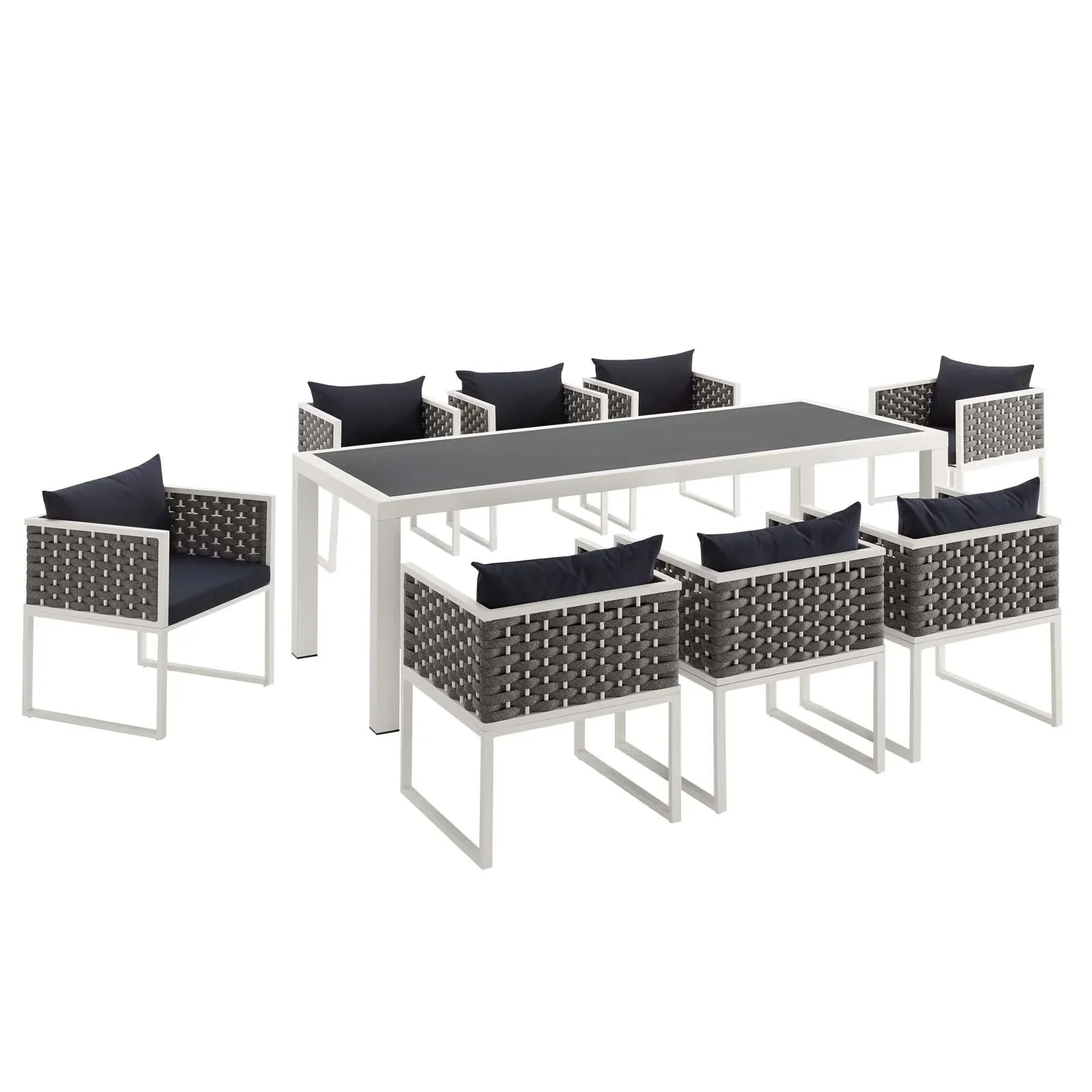 Stance 9 Piece Outdoor Patio Aluminum Dining Set - Image 11