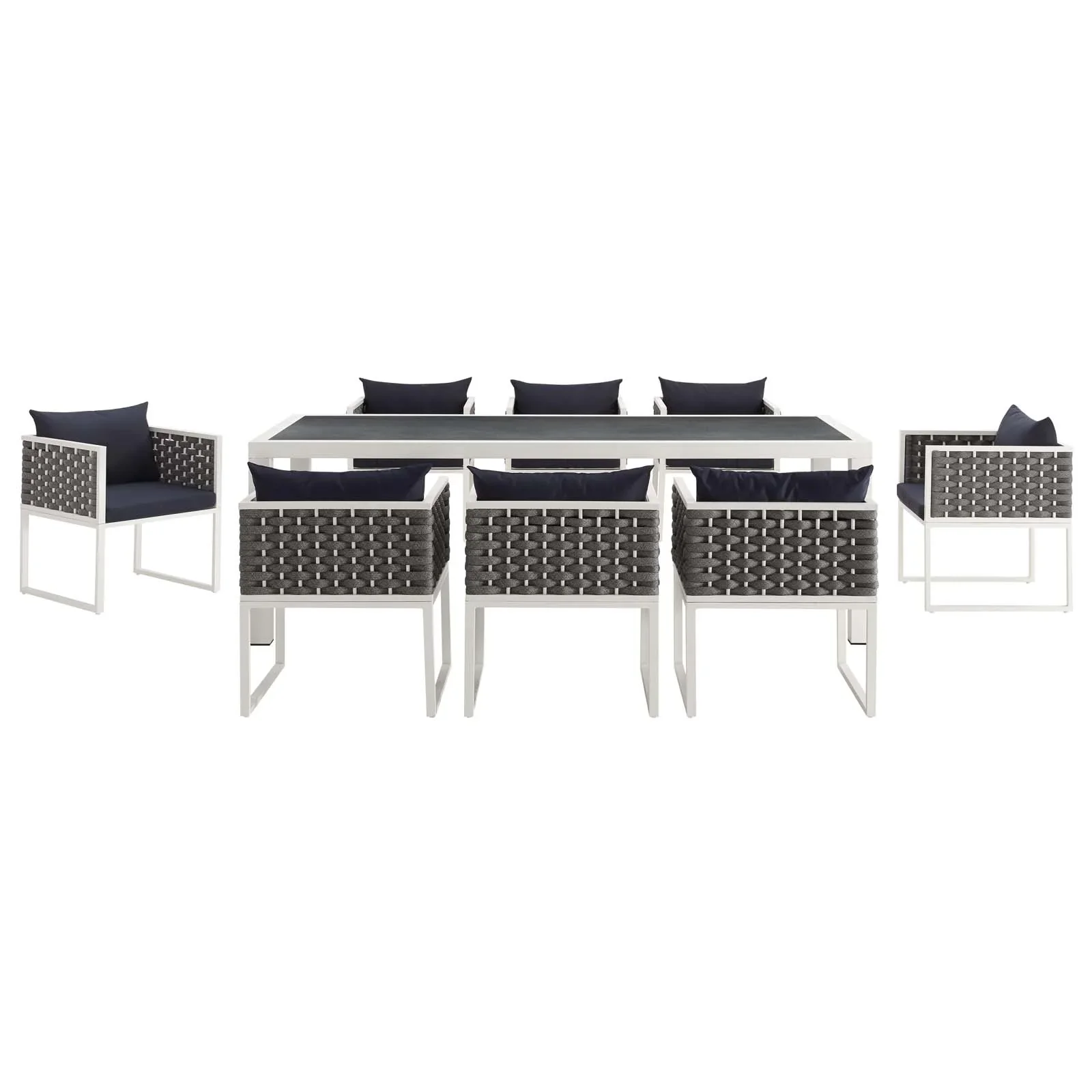 Stance 9 Piece Outdoor Patio Aluminum Dining Set - Image 12