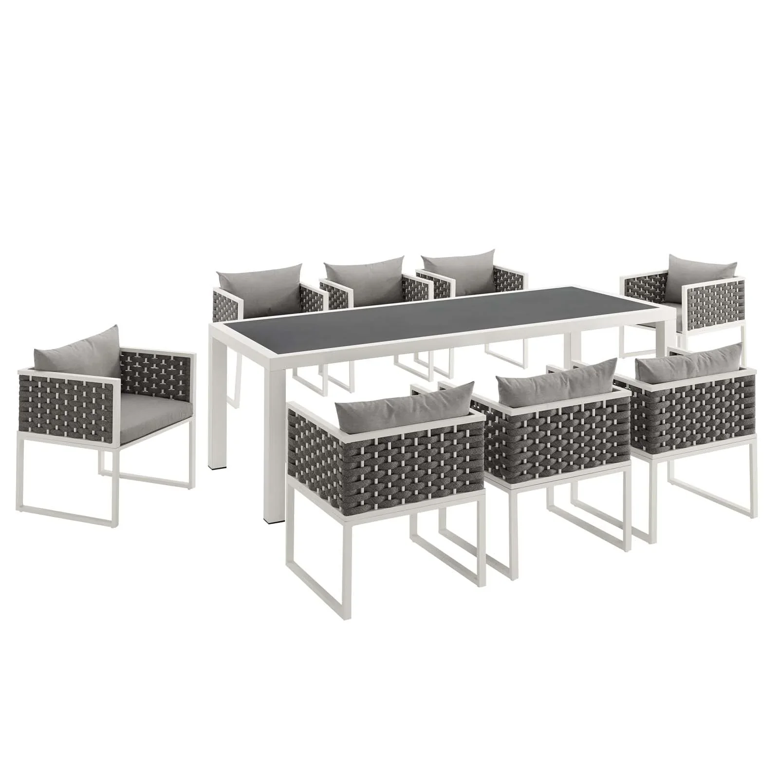 Stance 9 Piece Outdoor Patio Aluminum Dining Set - Image 3