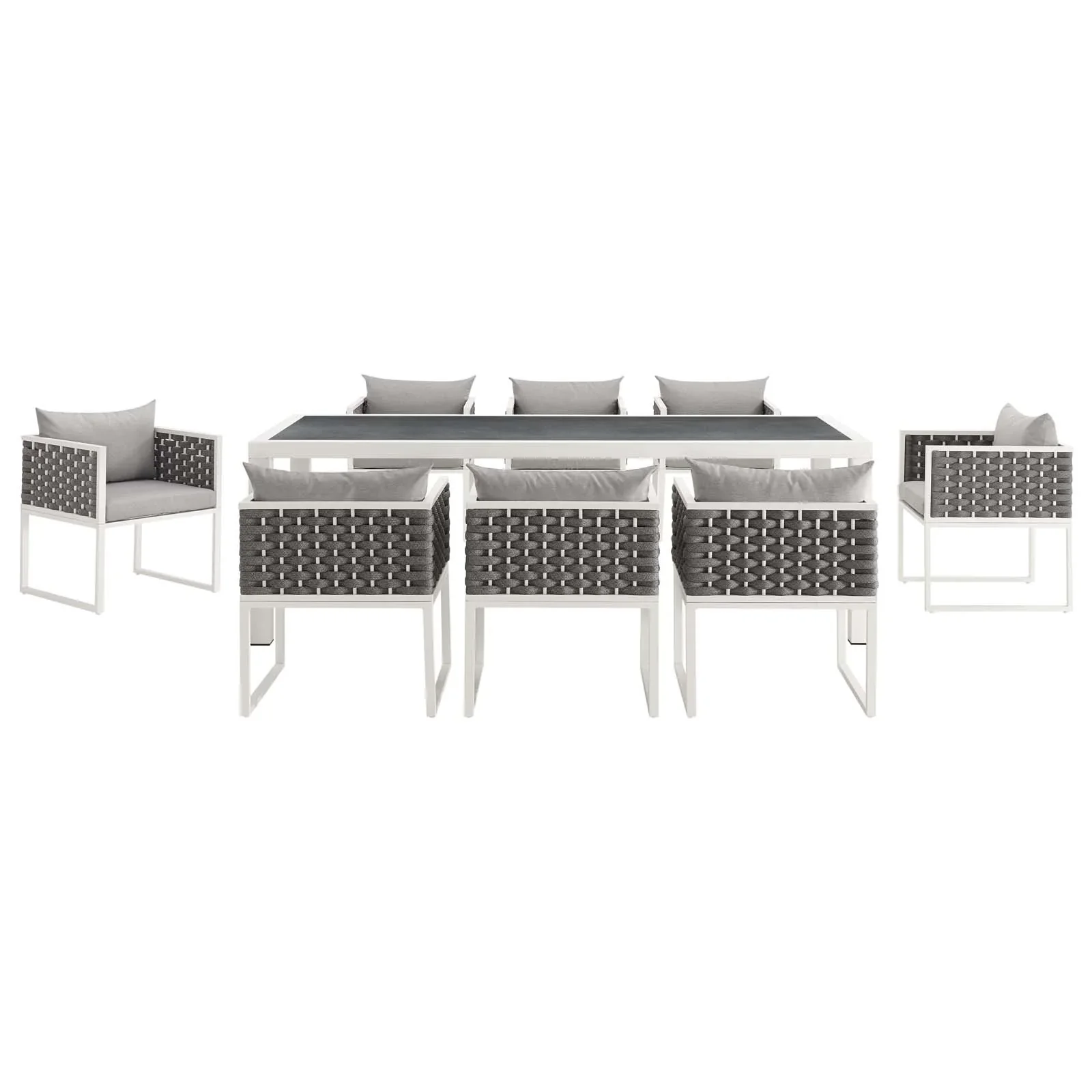 Stance 9 Piece Outdoor Patio Aluminum Dining Set - Image 4