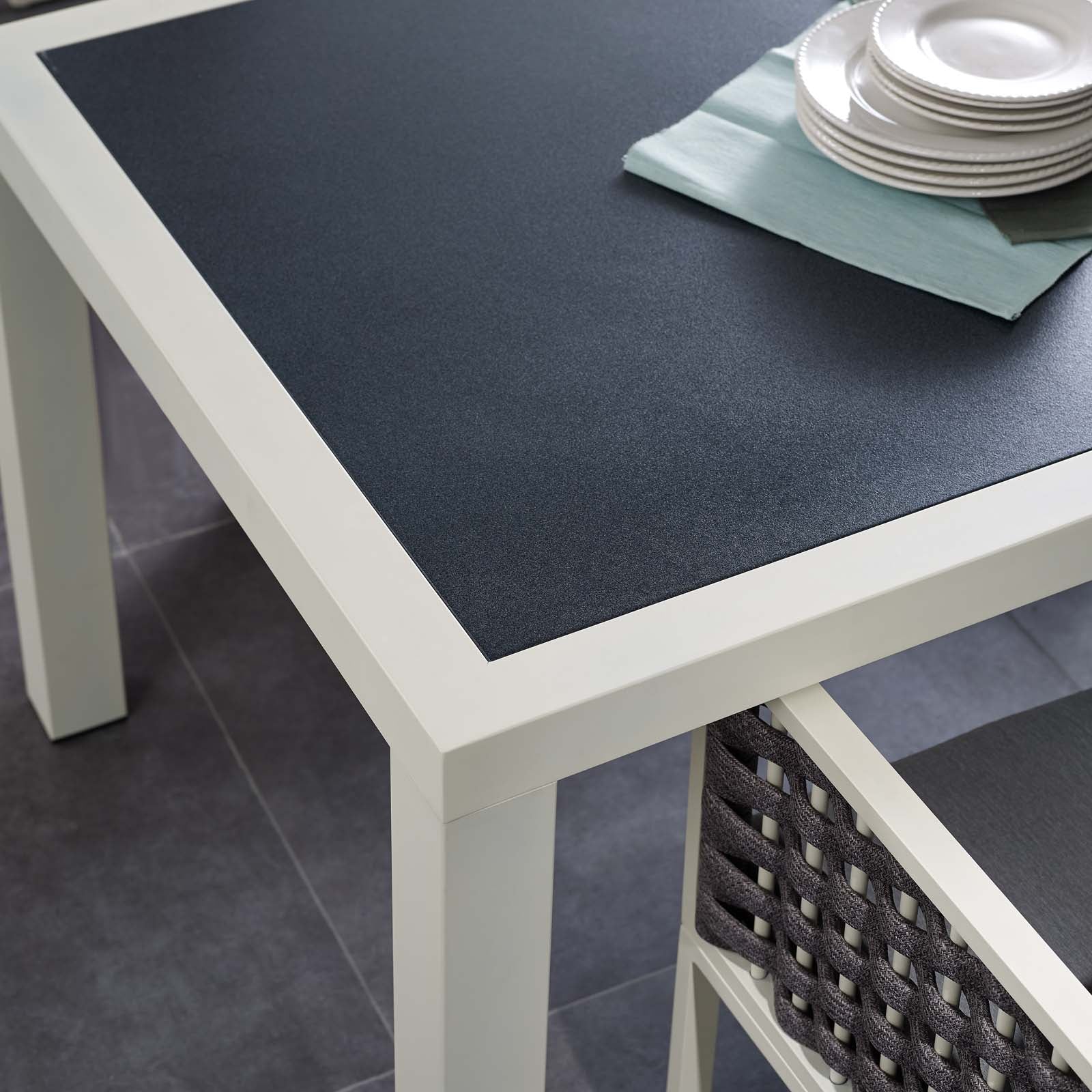 Stance 90.5" Outdoor Patio Aluminum Dining Table in White Gray - Image 3