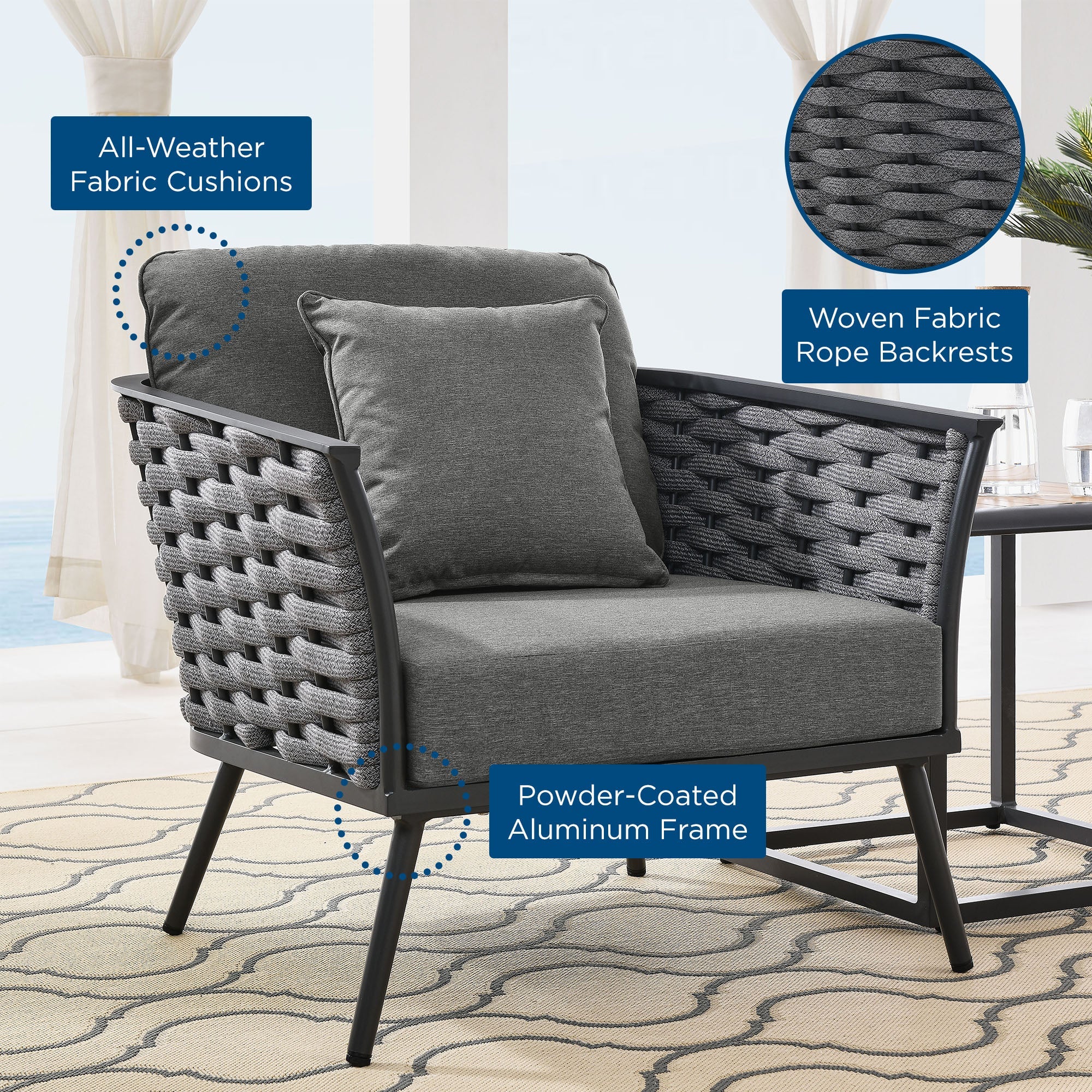 Stance Outdoor Patio Aluminum Armchair - Image 7