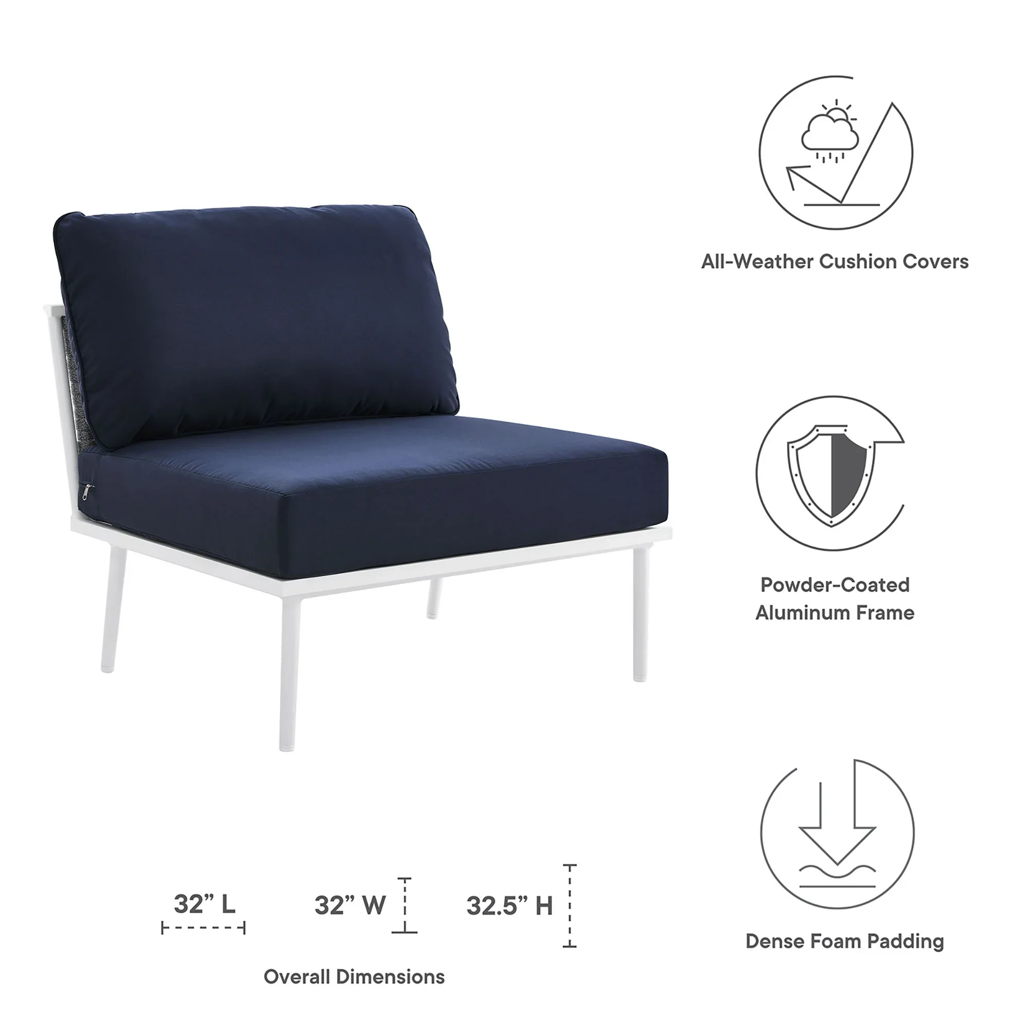 Stance Outdoor Patio Aluminum Armless Chair - Image 16