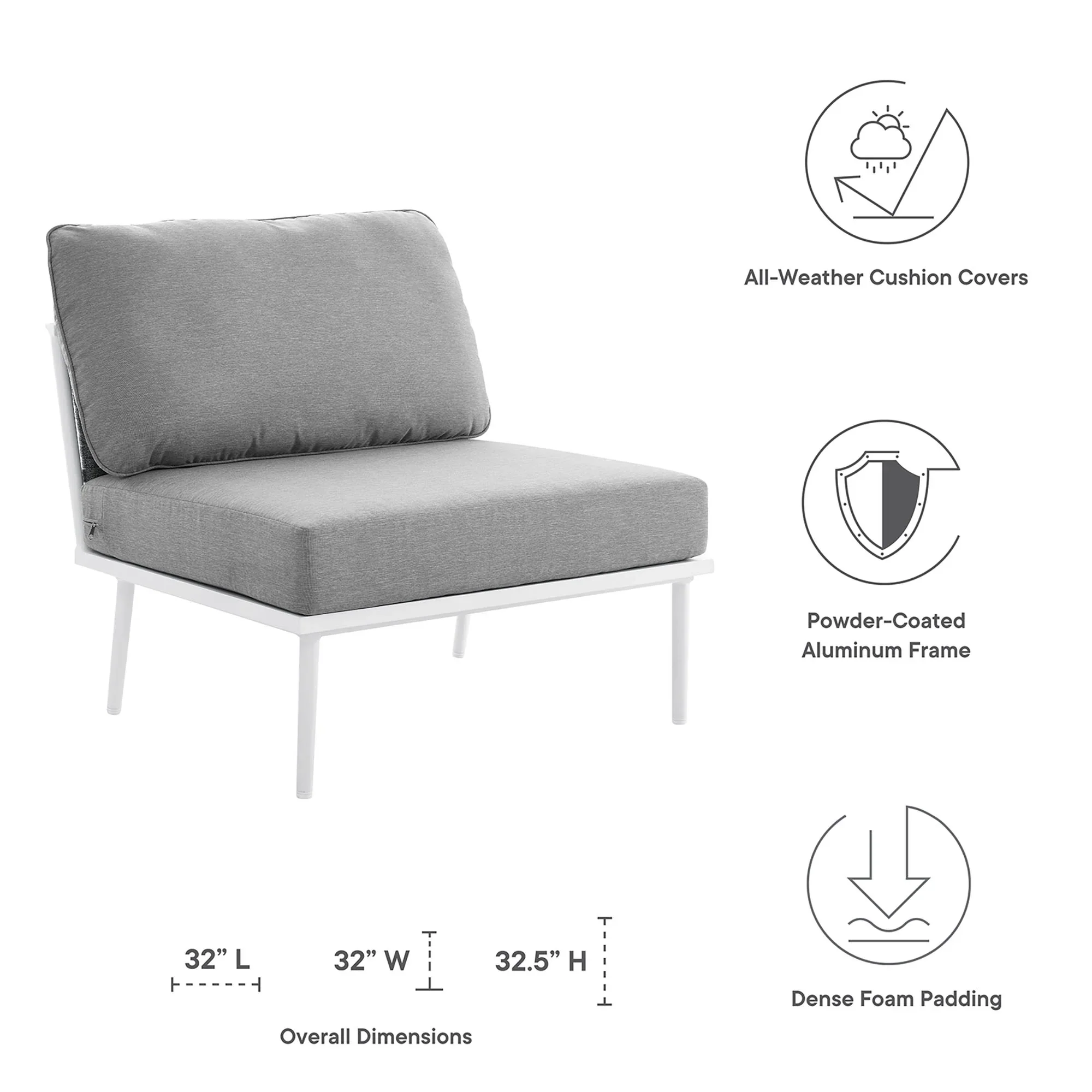 Stance Outdoor Patio Aluminum Armless Chair - Image 8