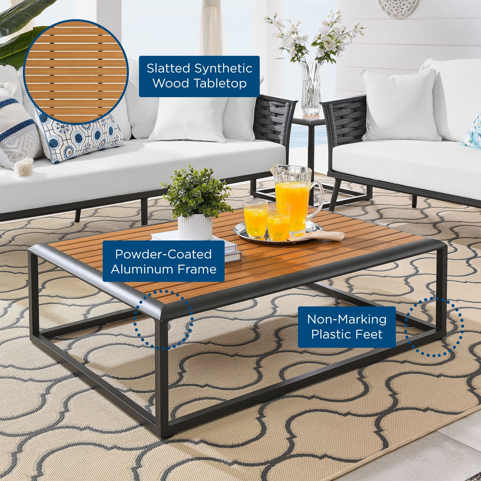 Stance Outdoor Patio Aluminum Coffee Table - Image 4