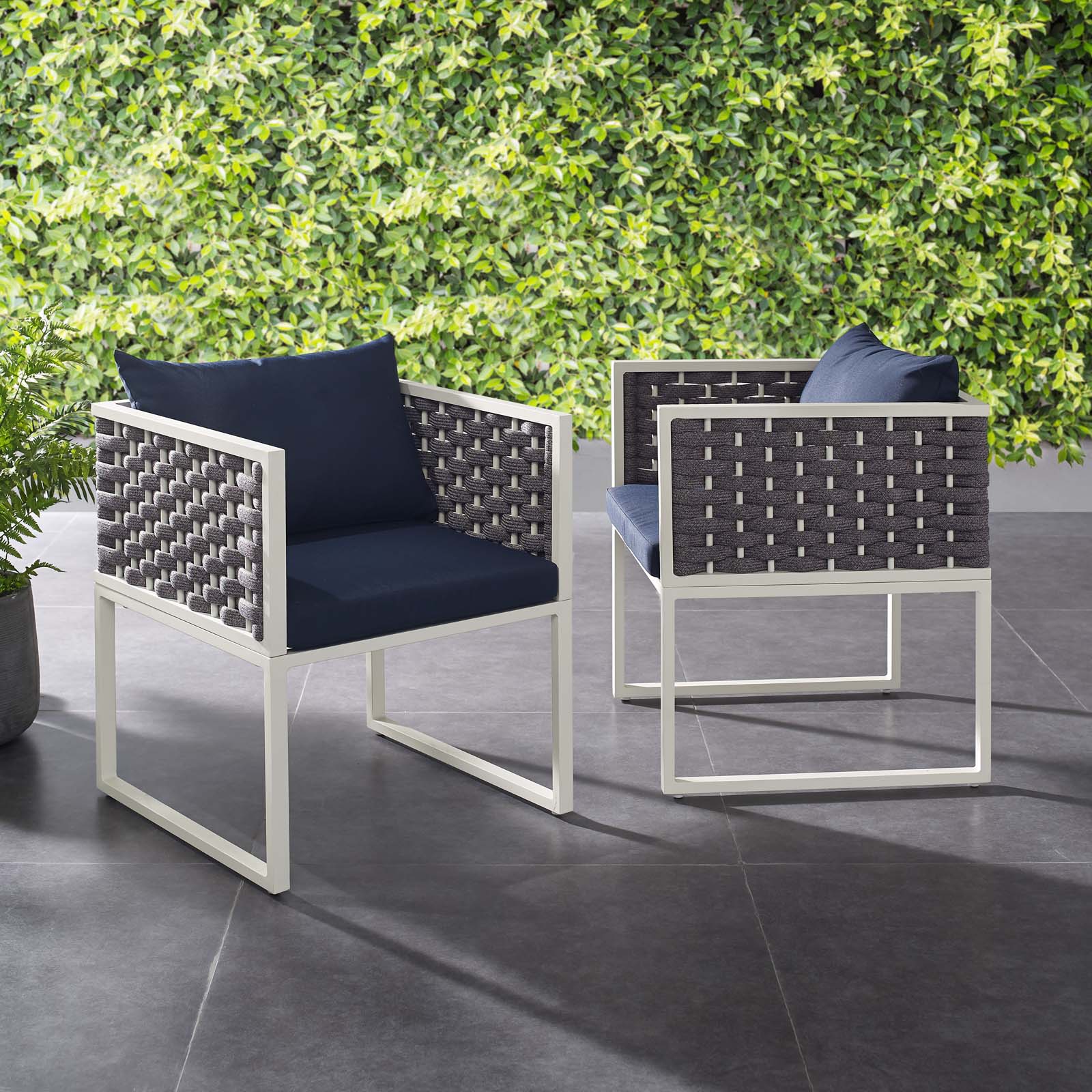 Stance Outdoor Patio Aluminum Dining Armchair Set of 2 - Image 8
