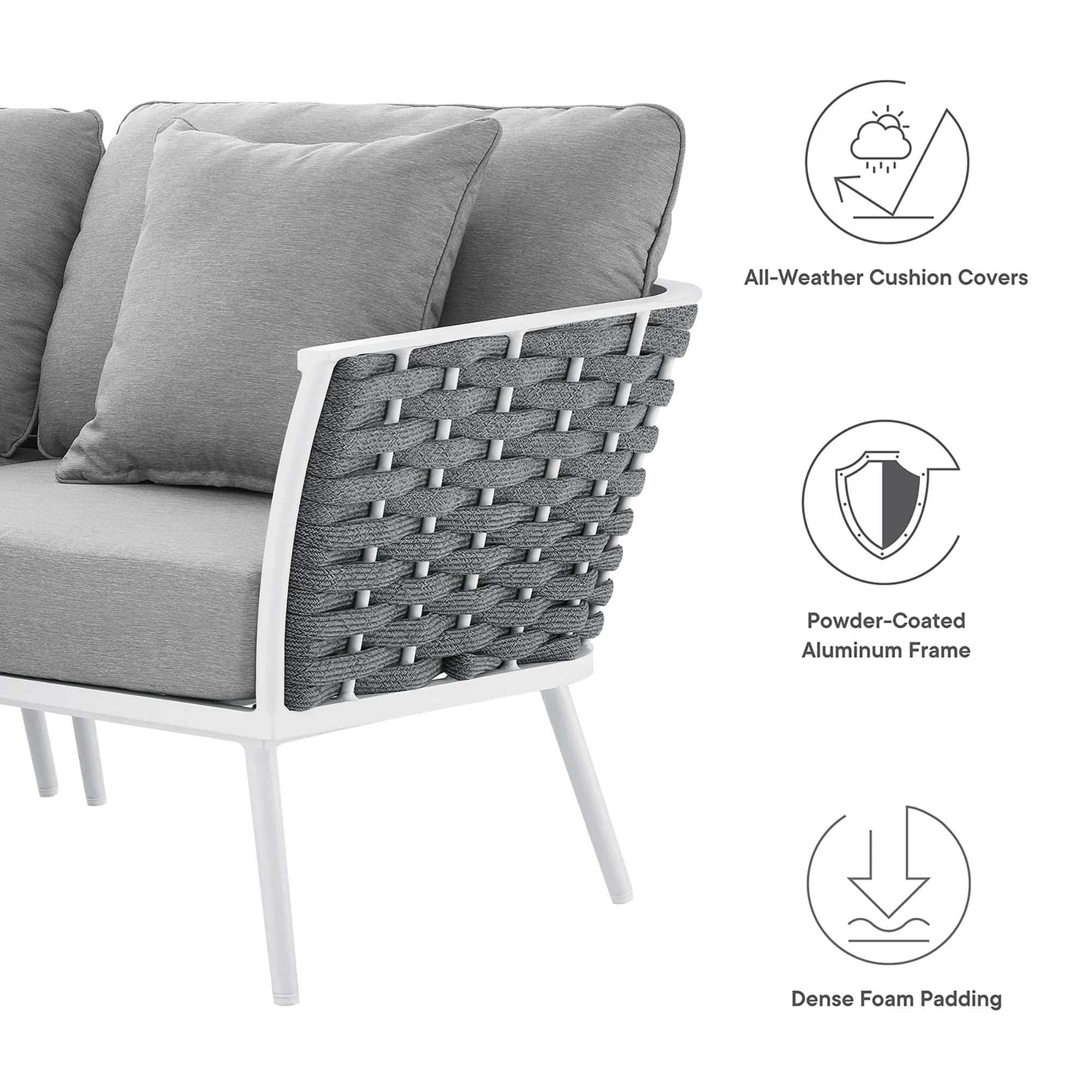 Stance Outdoor Patio Aluminum Large Sectional Sofa - Image 5