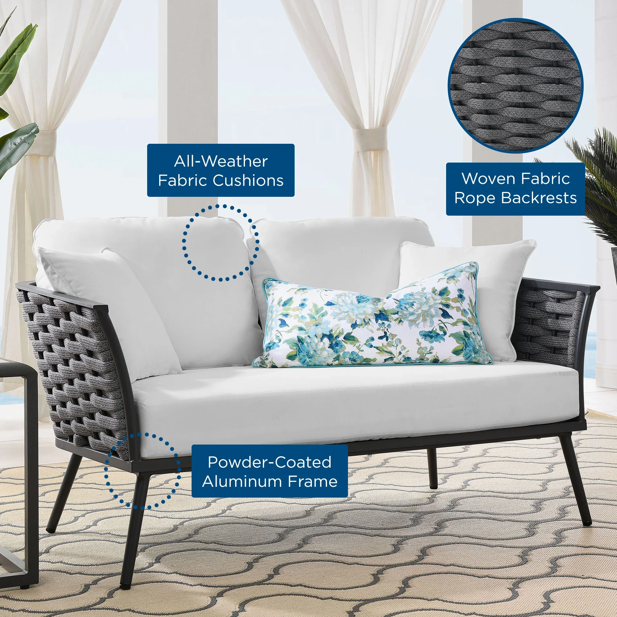 Stance Outdoor Patio Aluminum Loveseat - Image 7