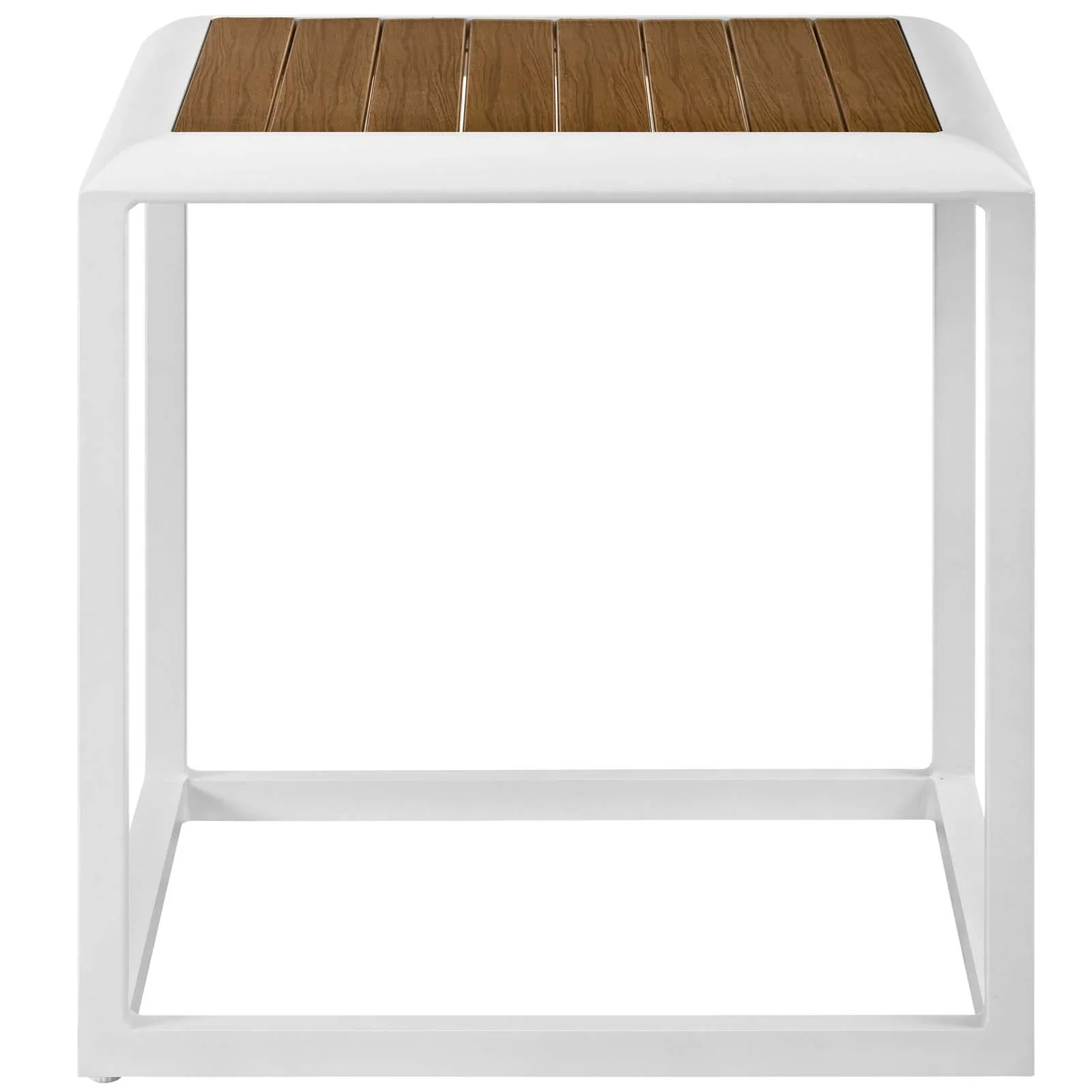 Stance Outdoor Patio Aluminum Side Table in White Natural - Image 3