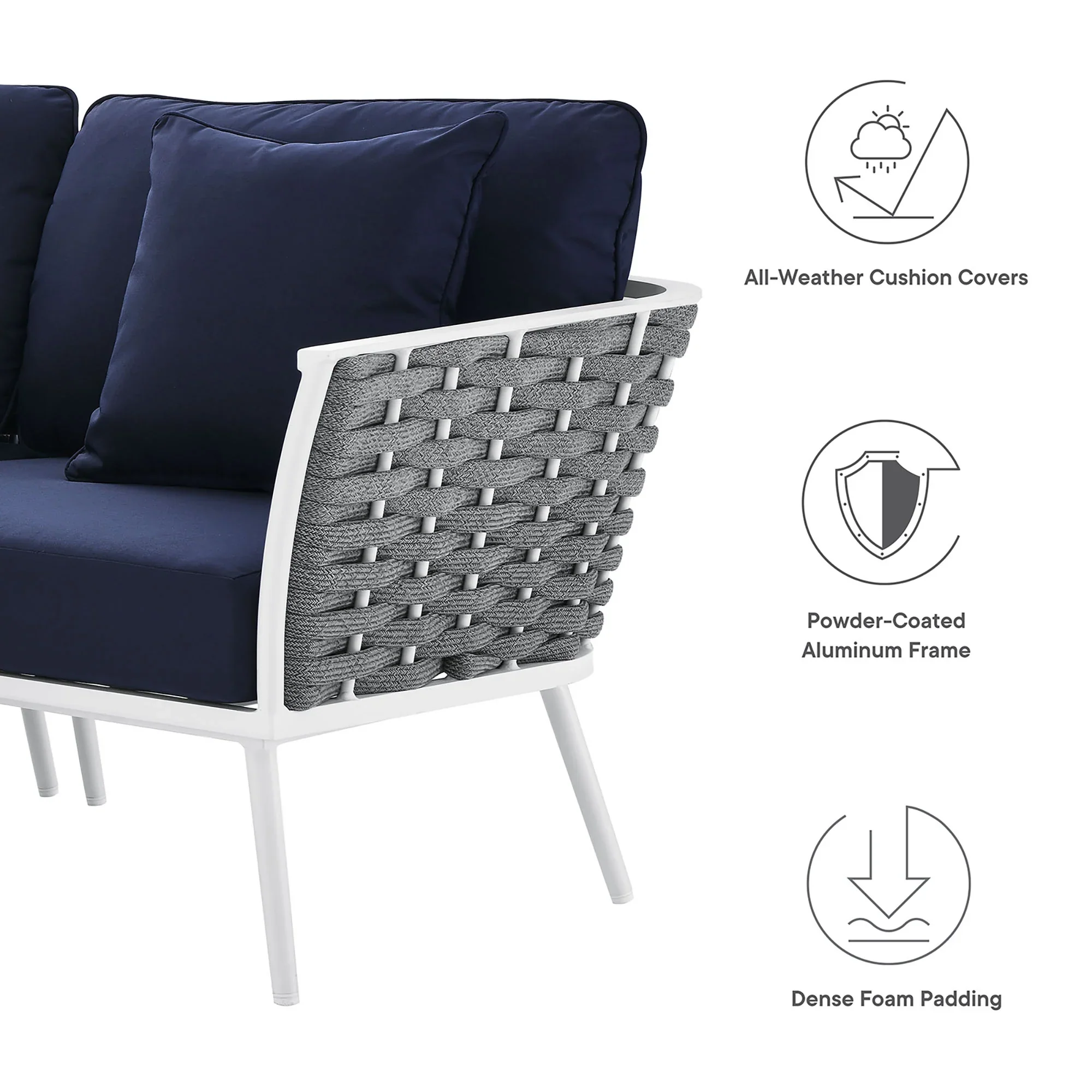 Stance Outdoor Patio Aluminum Small Sectional Sofa - Image 18