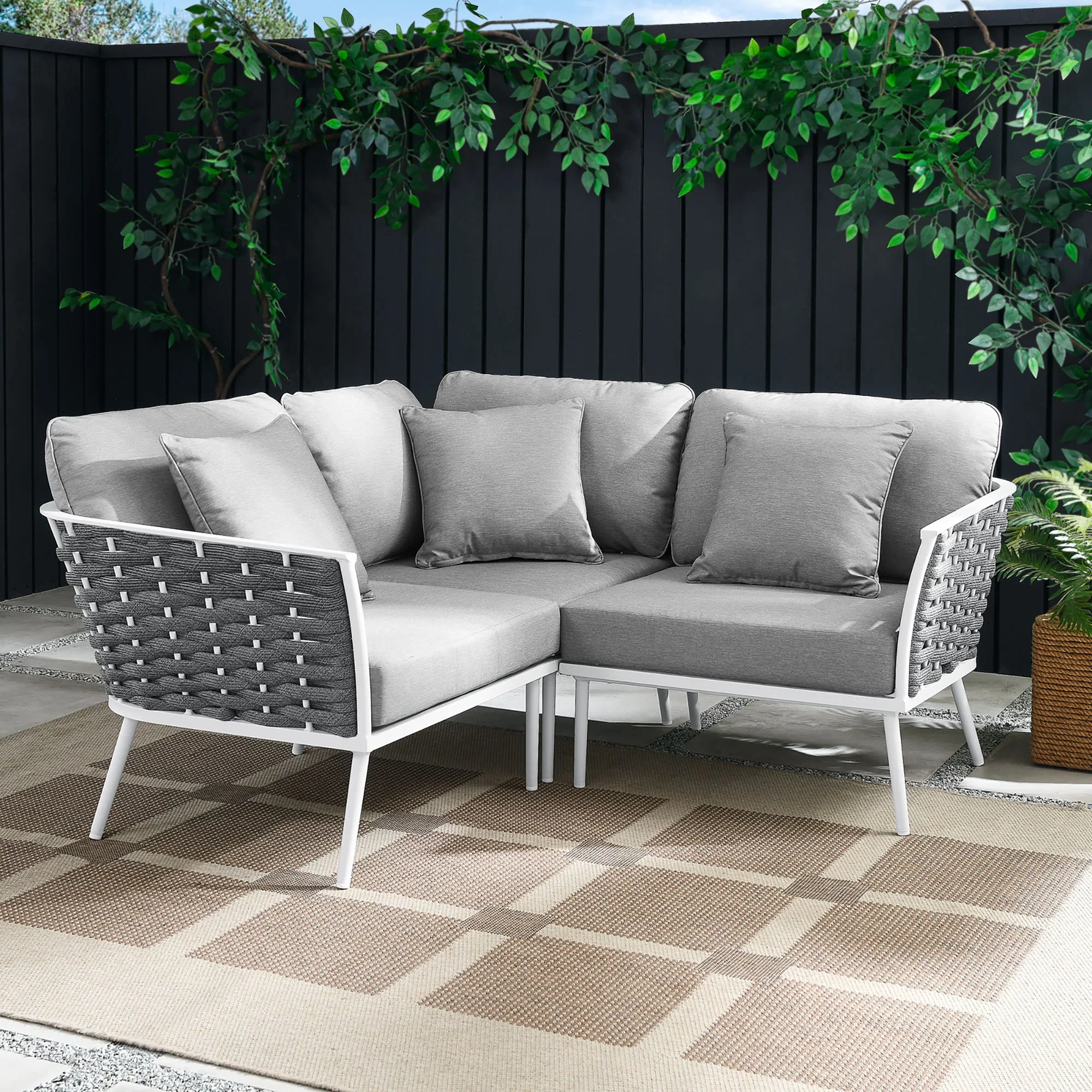 Stance Outdoor Patio Aluminum Small Sectional Sofa - Image 2