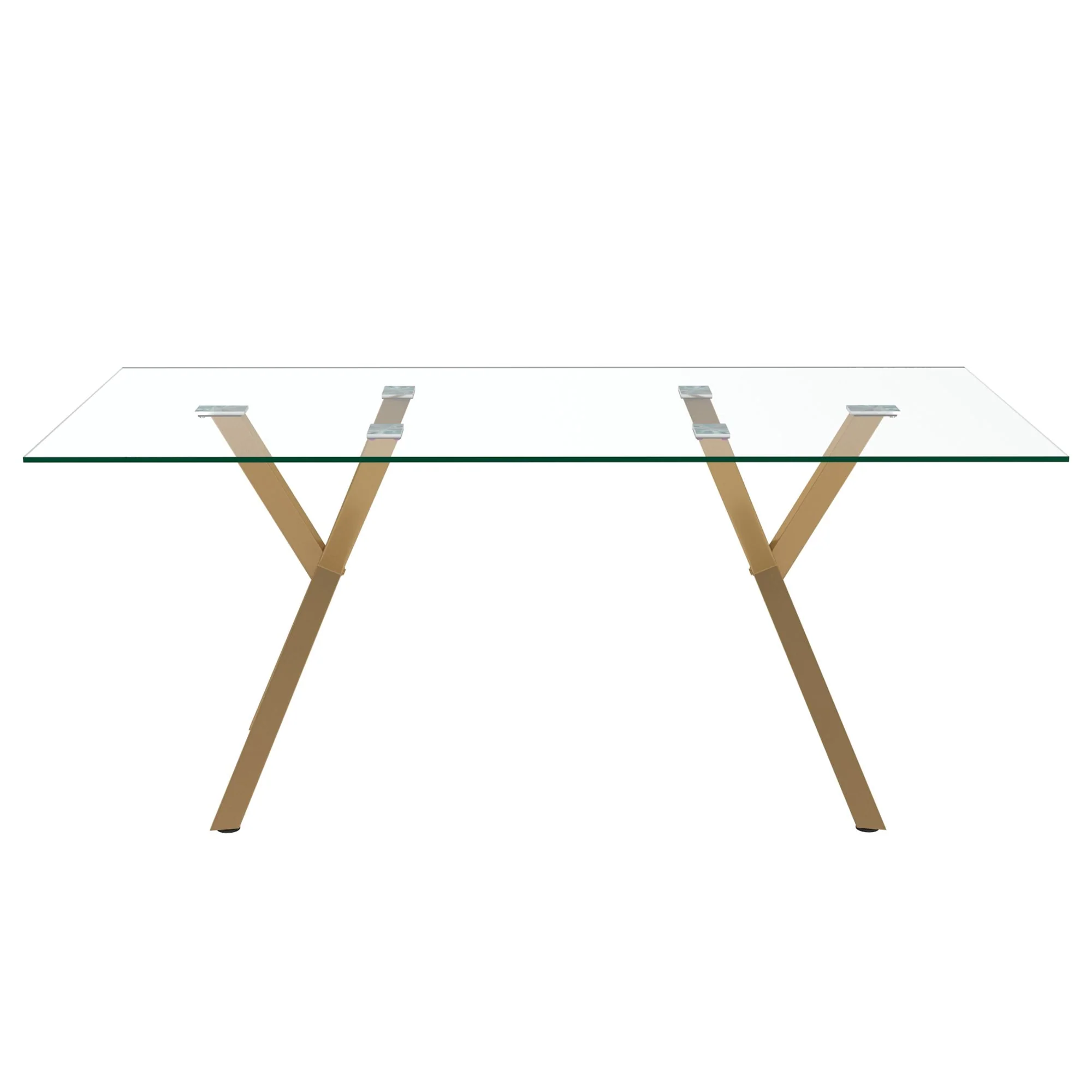 Stark/Antoine 7pc Dining Set in Aged Gold with Light Grey Chair - Image 2