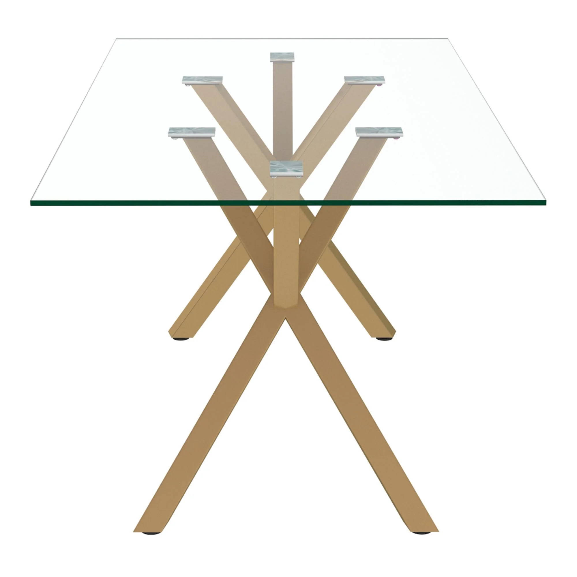 Stark/Cleo 7pc Dining Set in Aged Gold with White Chair - Image 4
