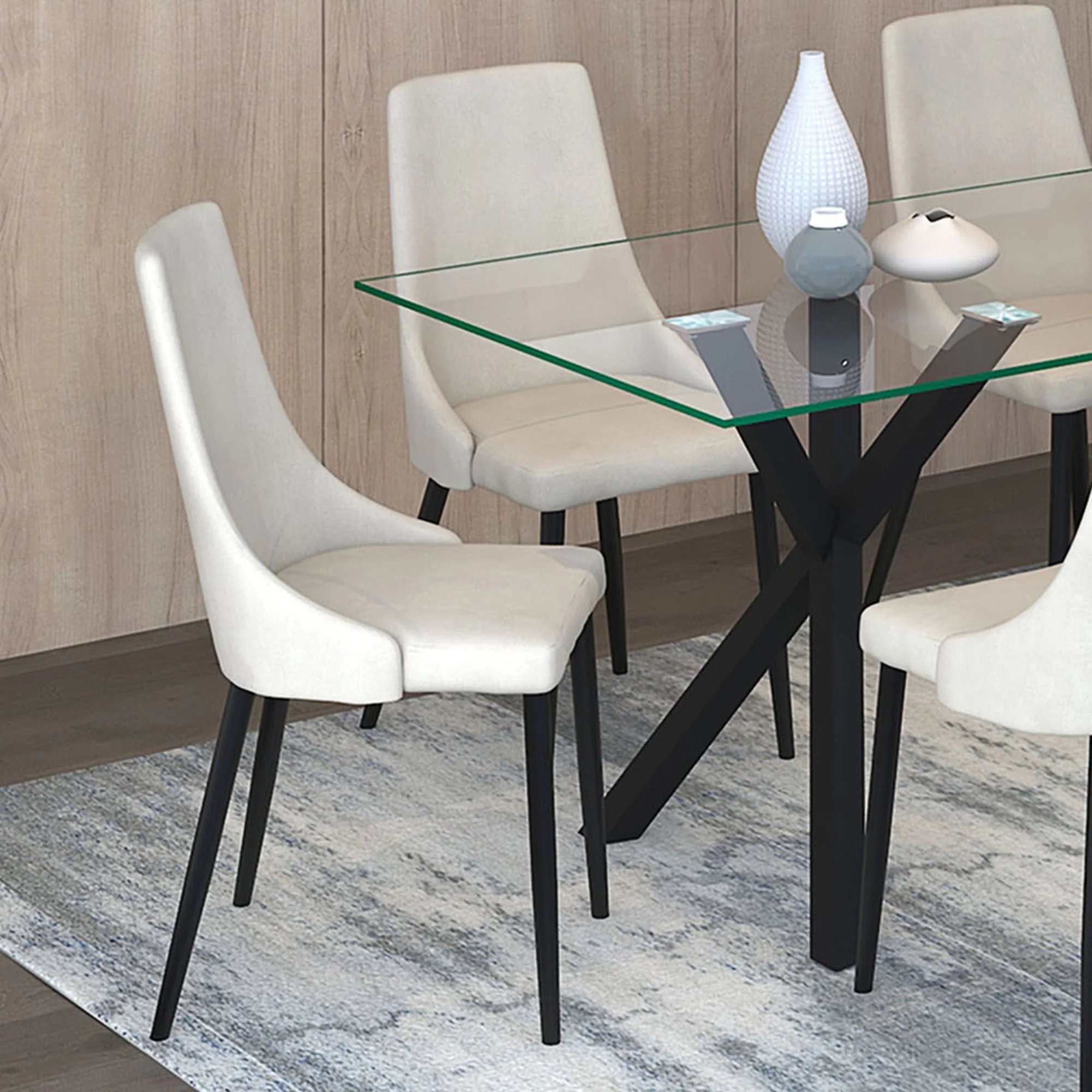 Stark/Venice 7pc Dining Set in Black with Beige Chair - Image 10