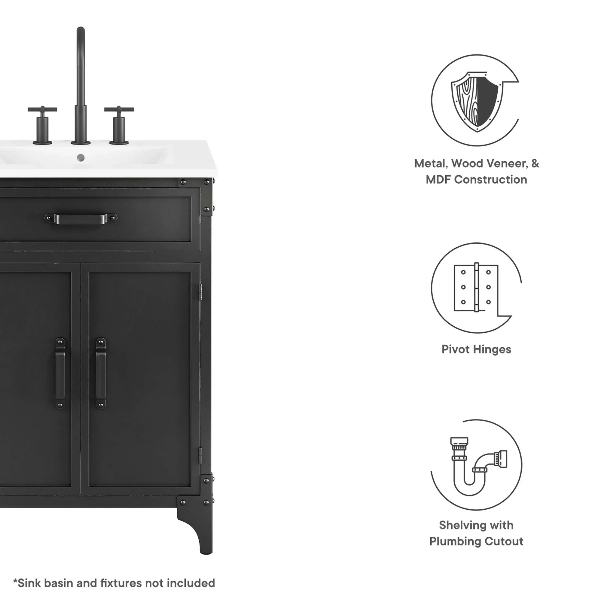 Steamforge Bathroom Vanity Cabinet Basin Not Included - Image 29