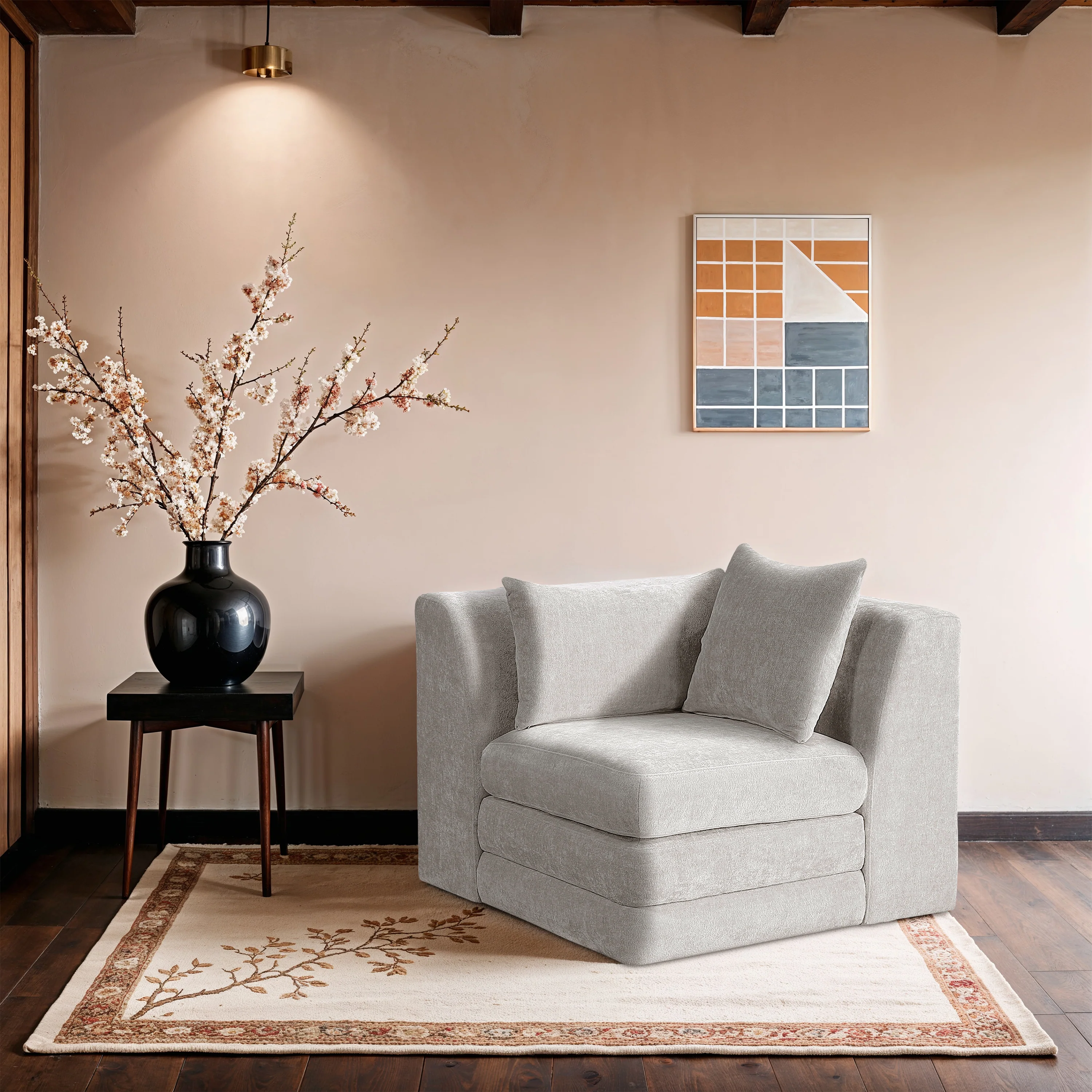 Stellar Chenille Fabric Upholstered Modular Accent Chair - Image 2