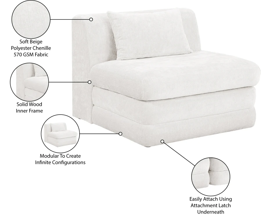 Stellar Chenille Fabric Upholstered Modular Accent Chair - Image 9