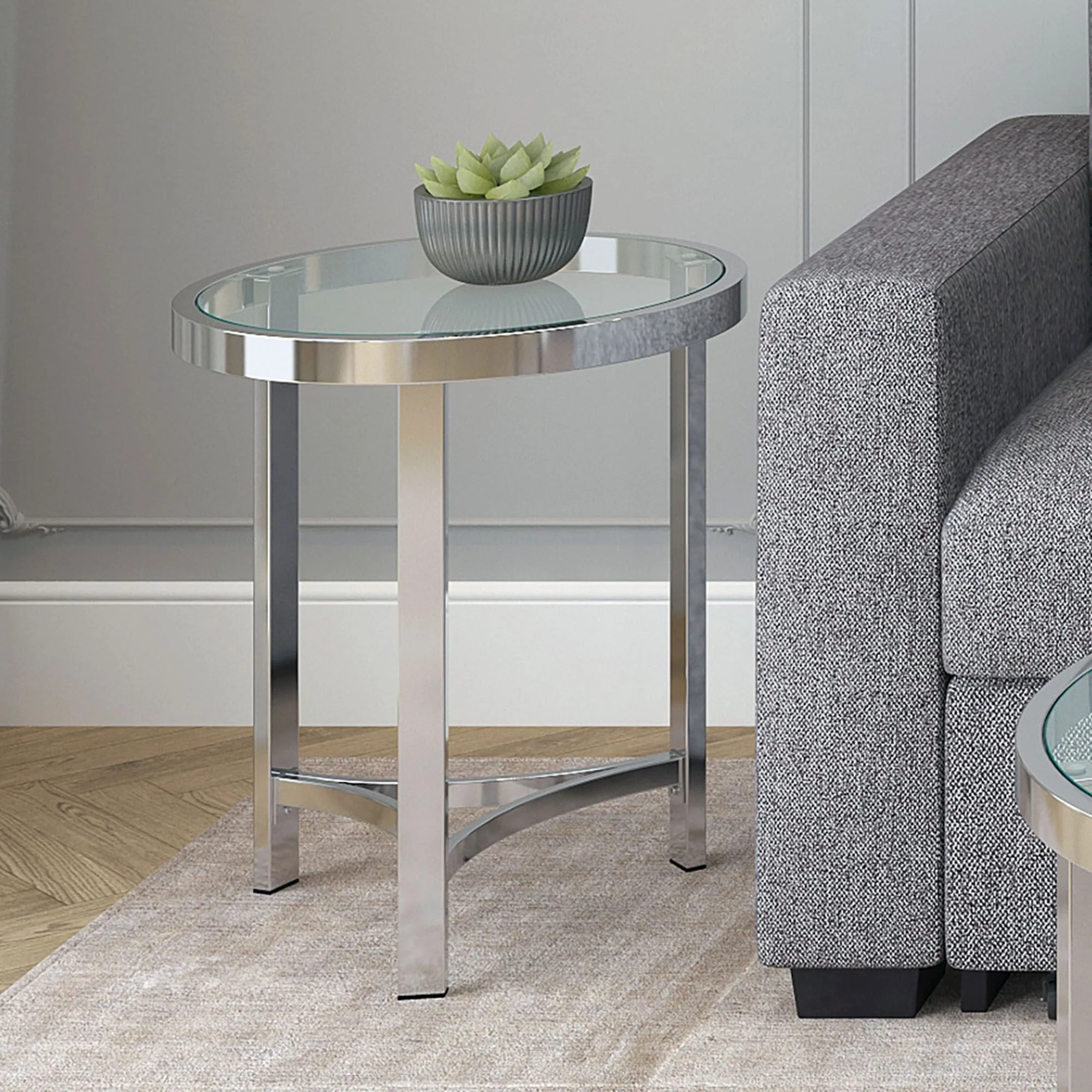 Strata Accent Table in Chrome - Image 2
