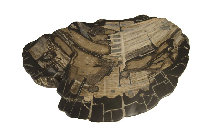 Striated Round Cast Petrified Wood Stool - Image 3