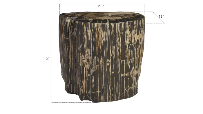 Striated Round Cast Petrified Wood Stool - Image 4