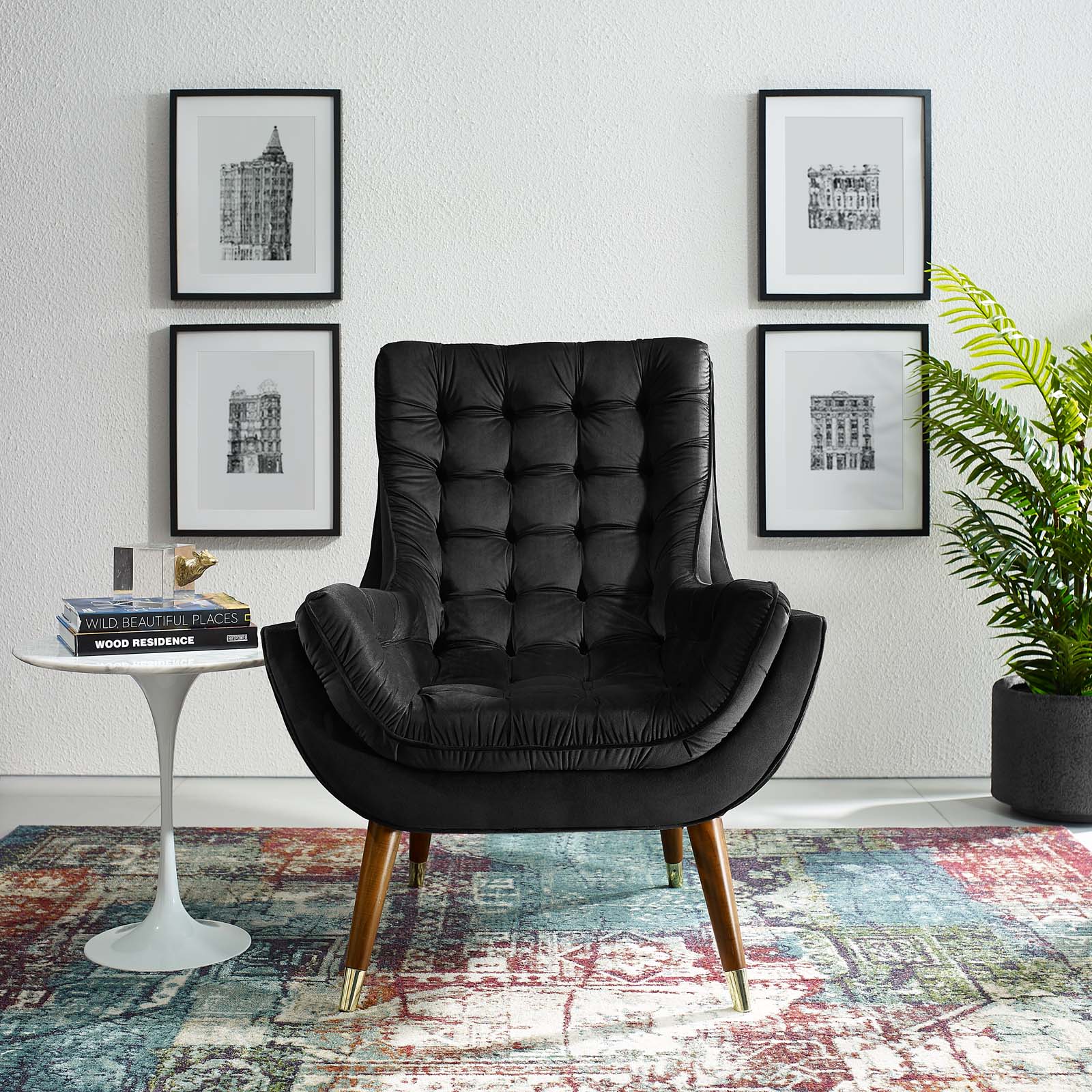 Suggest Button Tufted Performance Velvet Lounge Chair - Image 2