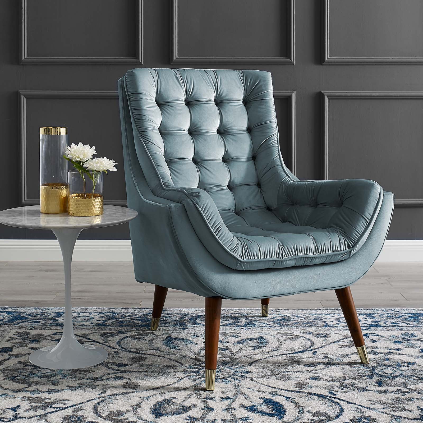 Suggest Button Tufted Performance Velvet Lounge Chair - Image 8