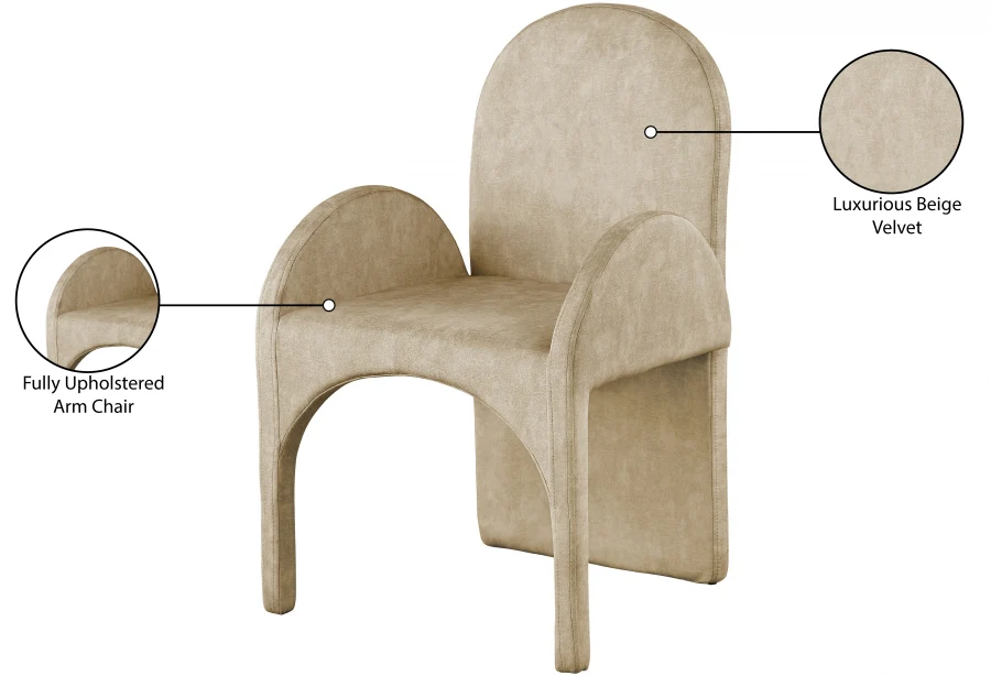 Summer Velvet Upholstered Dining Arm Chair - Image 57