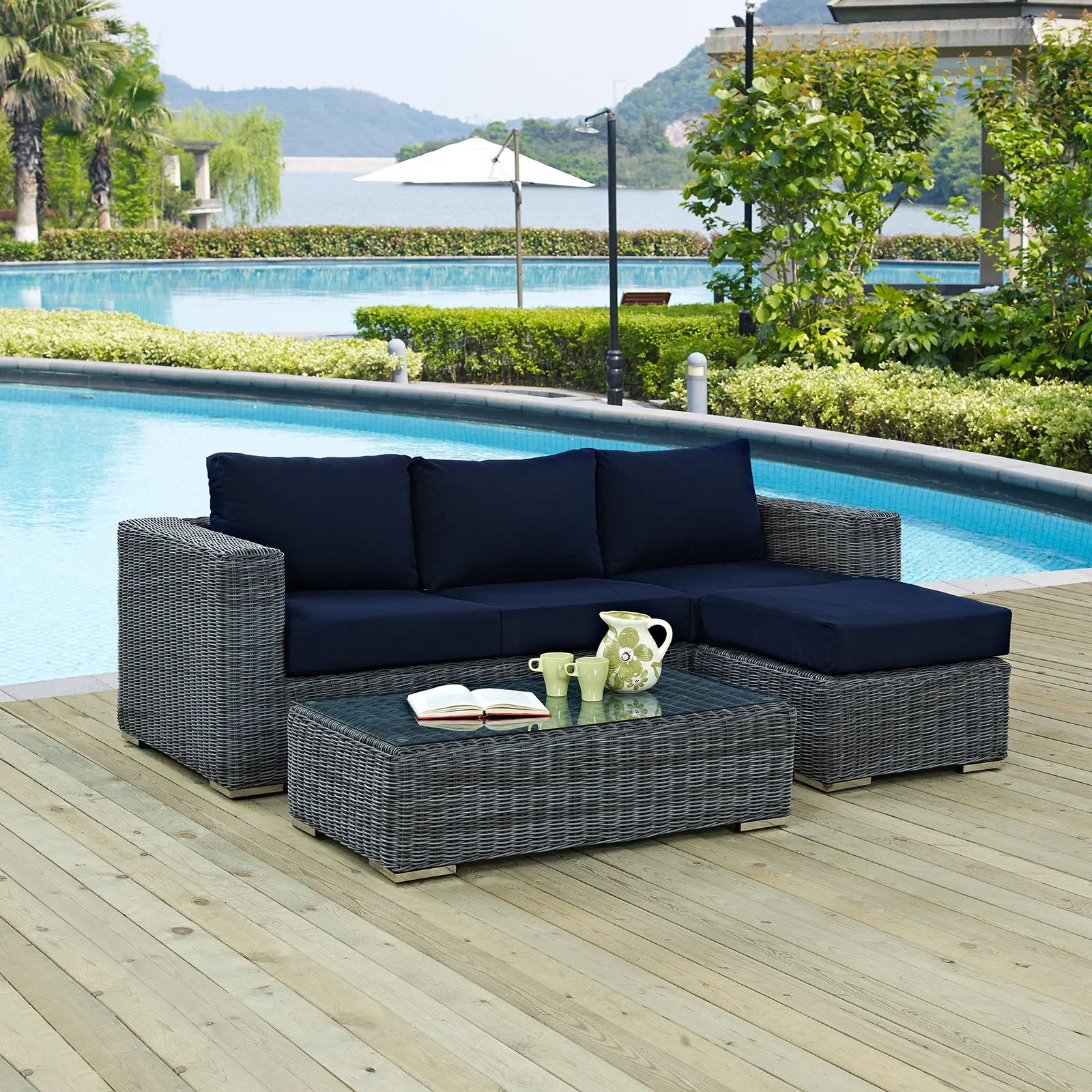 Summon 3 Piece Outdoor Patio Sunbrella® Sectional Set - Image 7