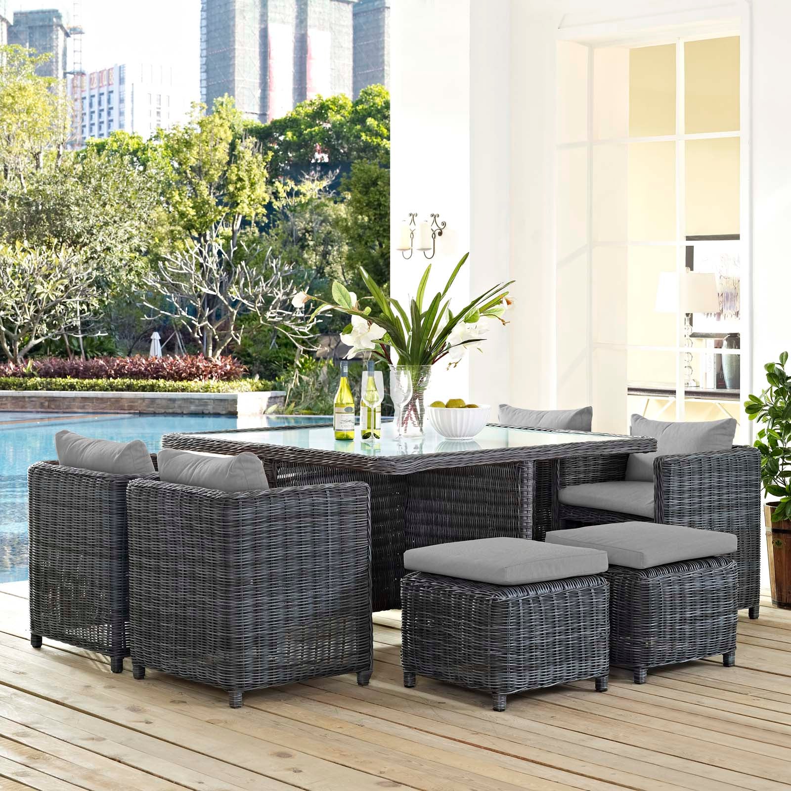 Summon 9 Piece Outdoor Patio Sunbrella® Dining Set - Image 11