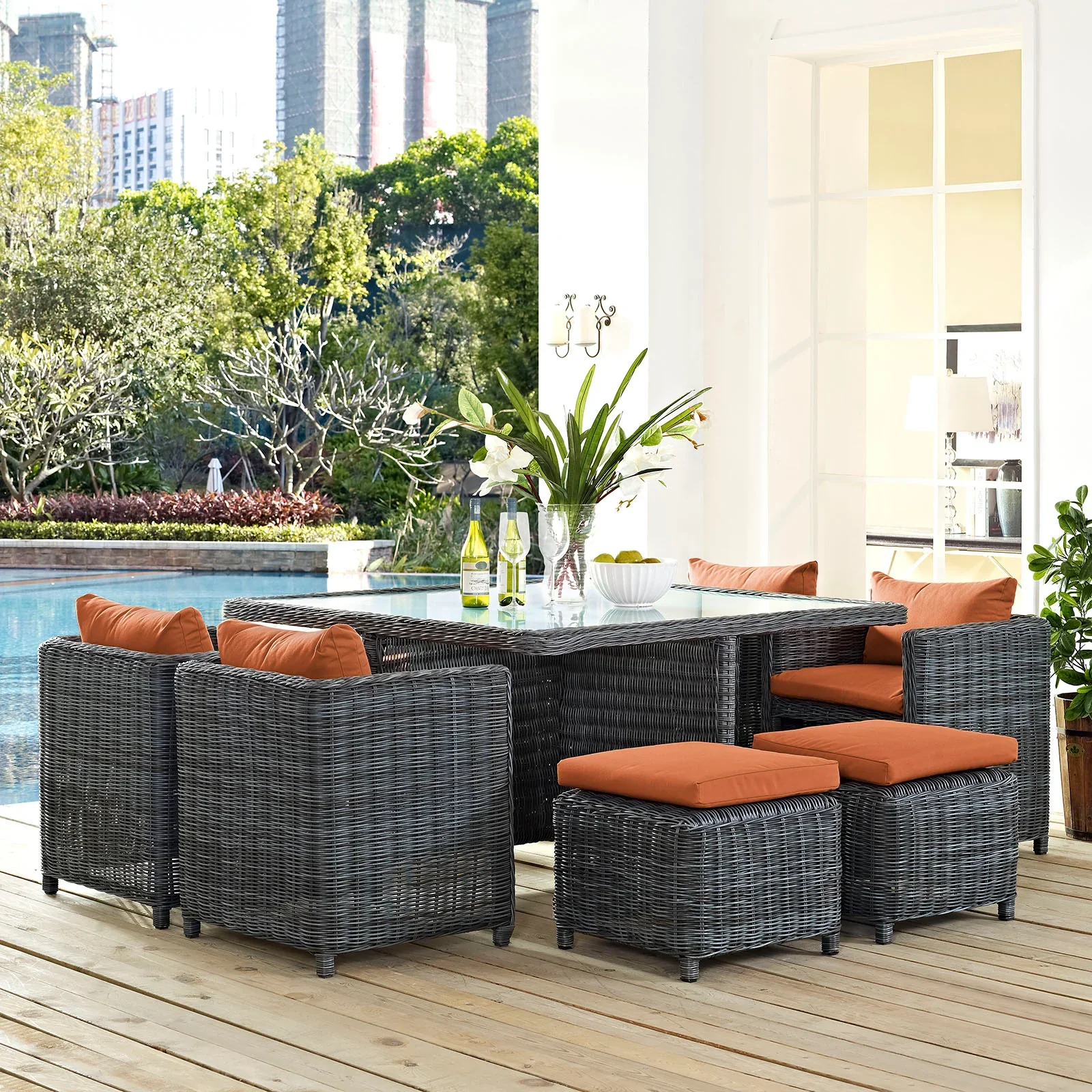 Summon 9 Piece Outdoor Patio Sunbrella® Dining Set - Image 16