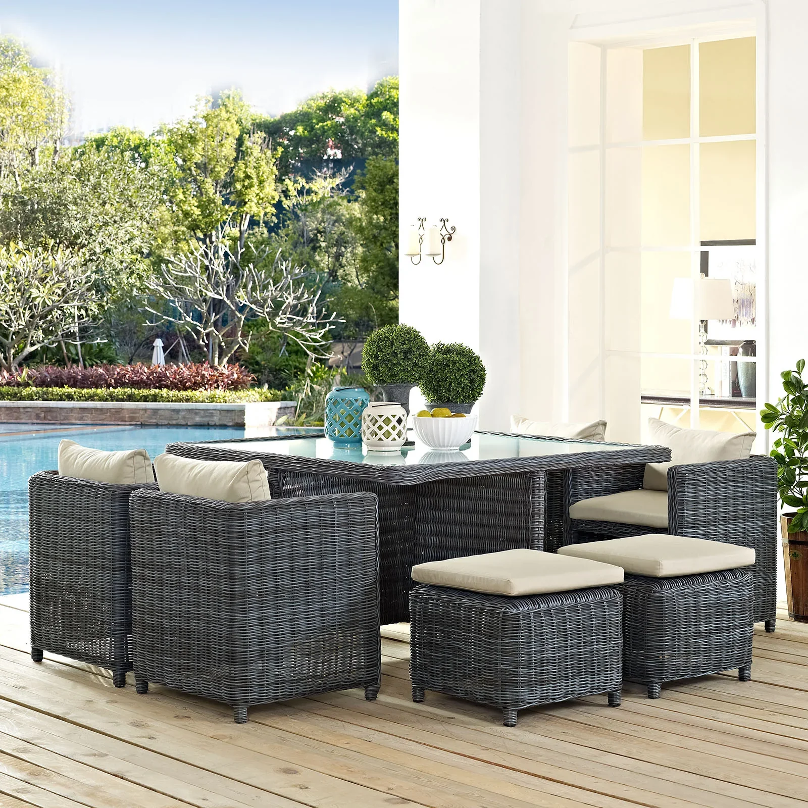 Summon 9 Piece Outdoor Patio Sunbrella® Dining Set - Image 6