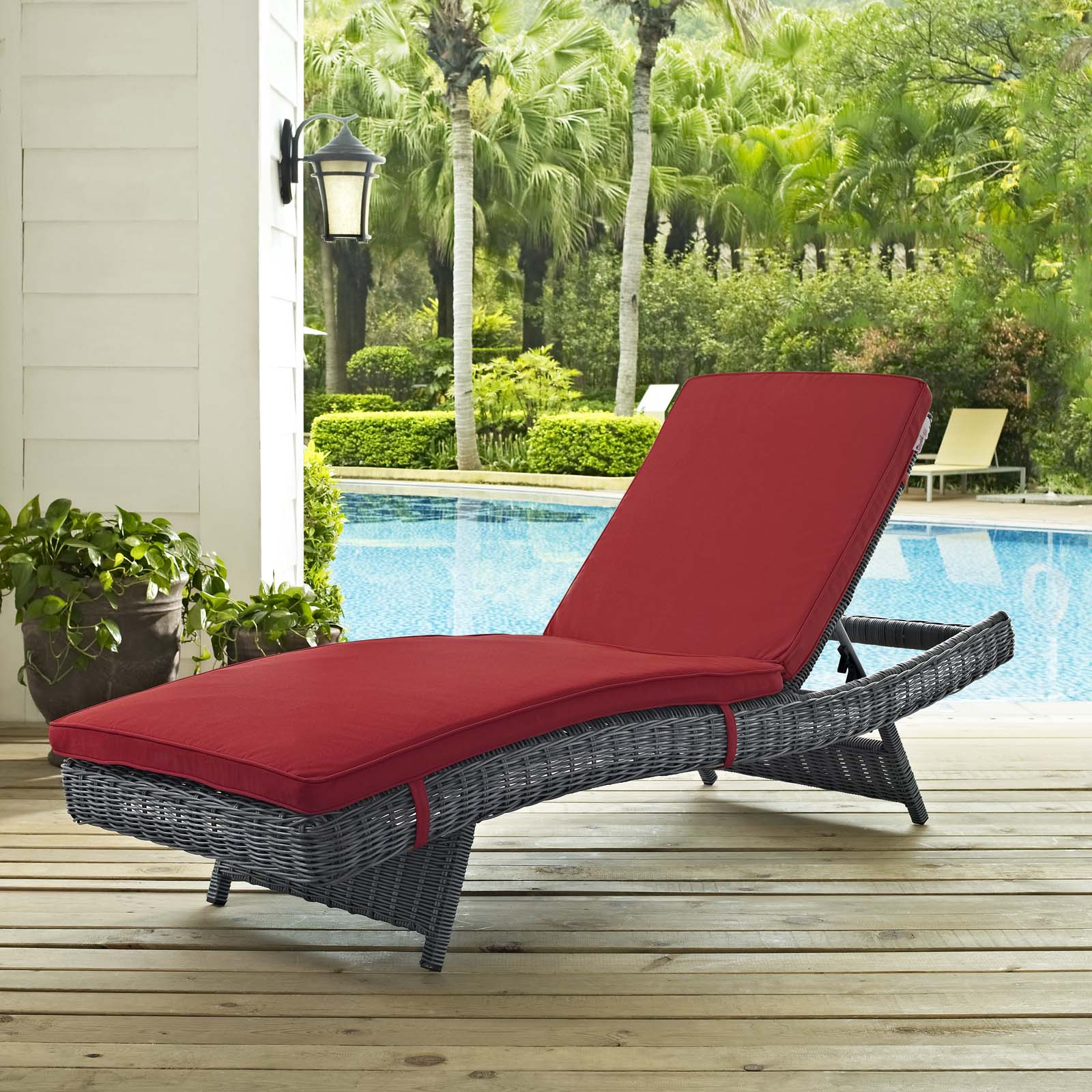 Summon Outdoor Patio Sunbrella® Chaise in Canvas Red - Image 2