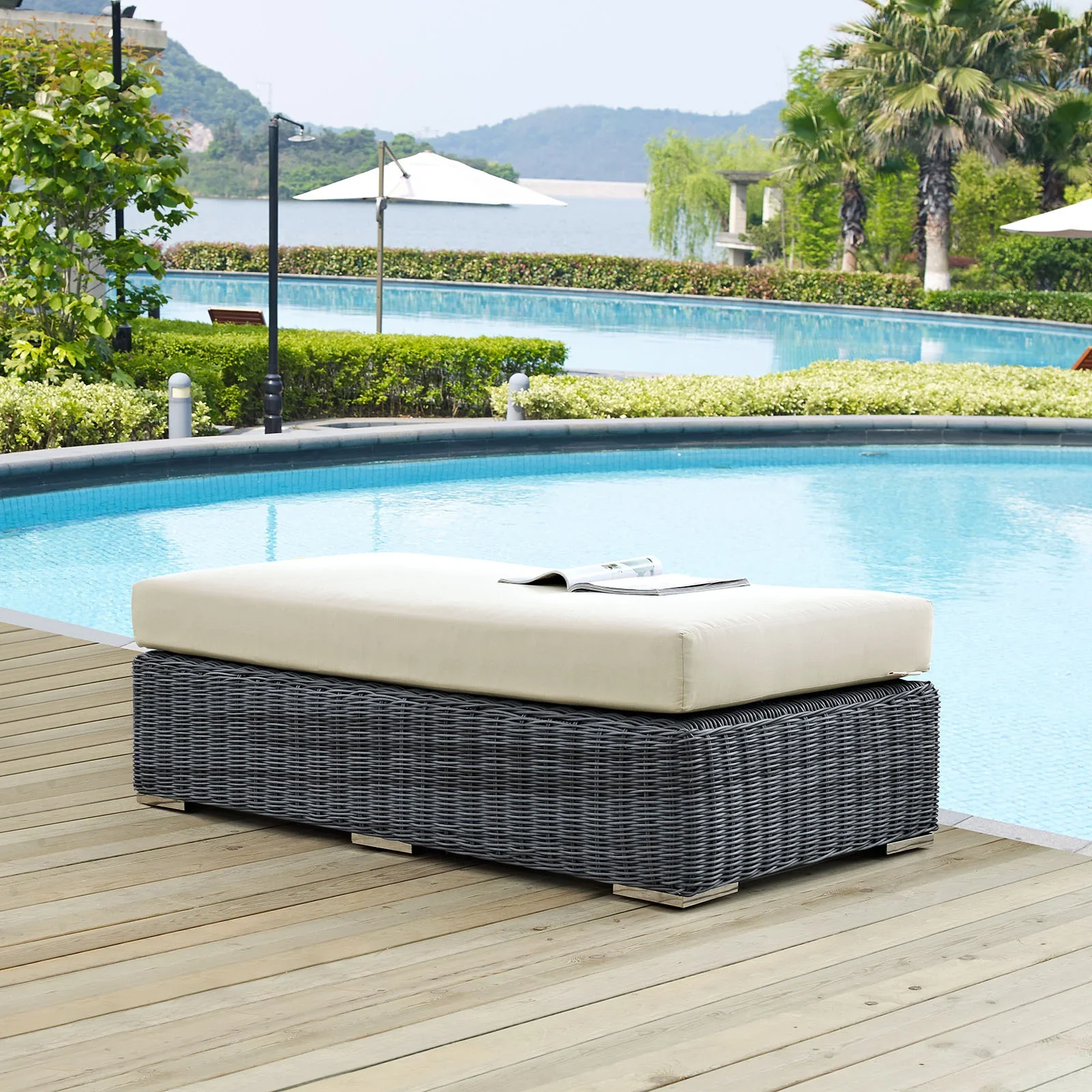 Summon Outdoor Patio Sunbrella® Rectangle Ottoman - Image 2