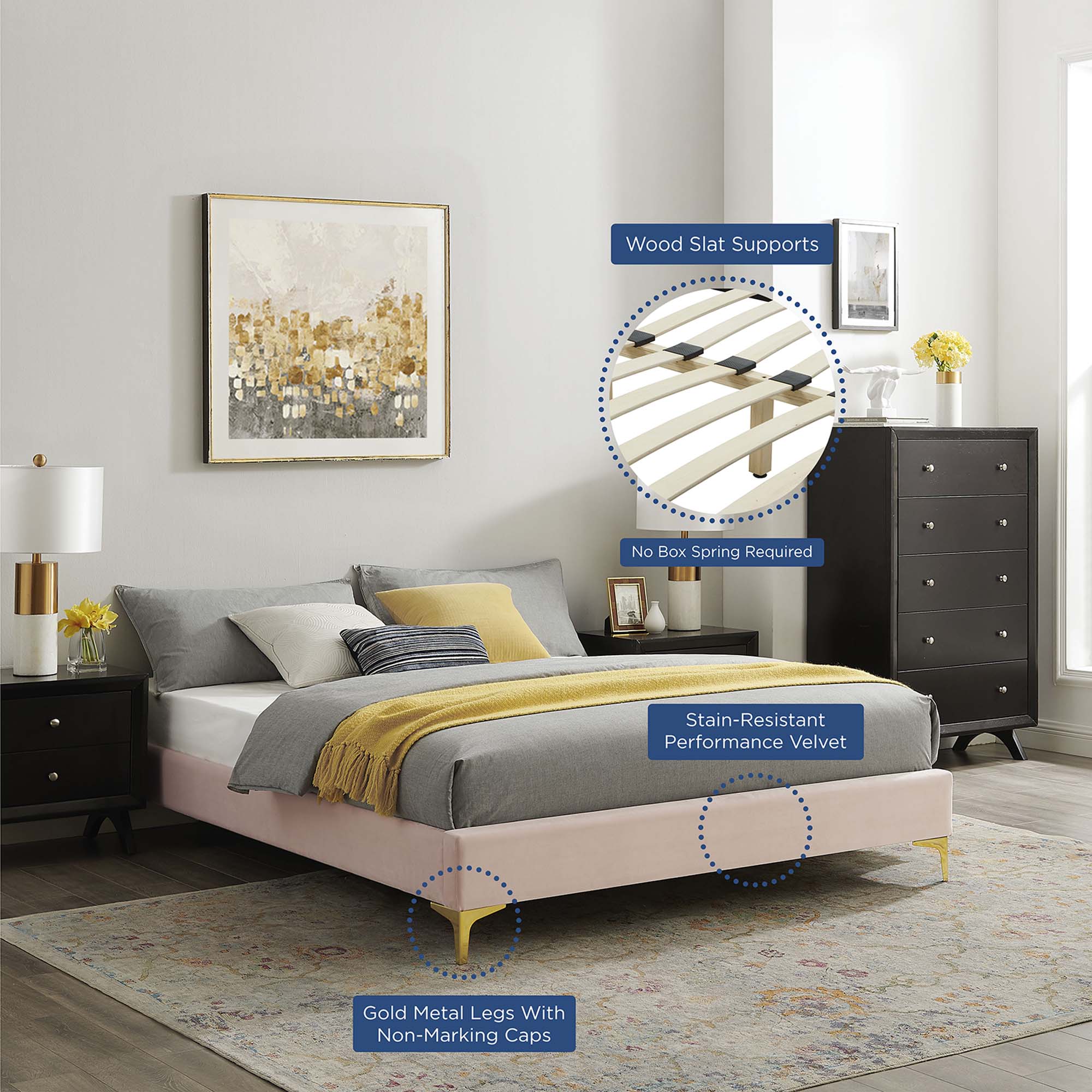 Sutton Performance Velvet Bed Frame - Image 28