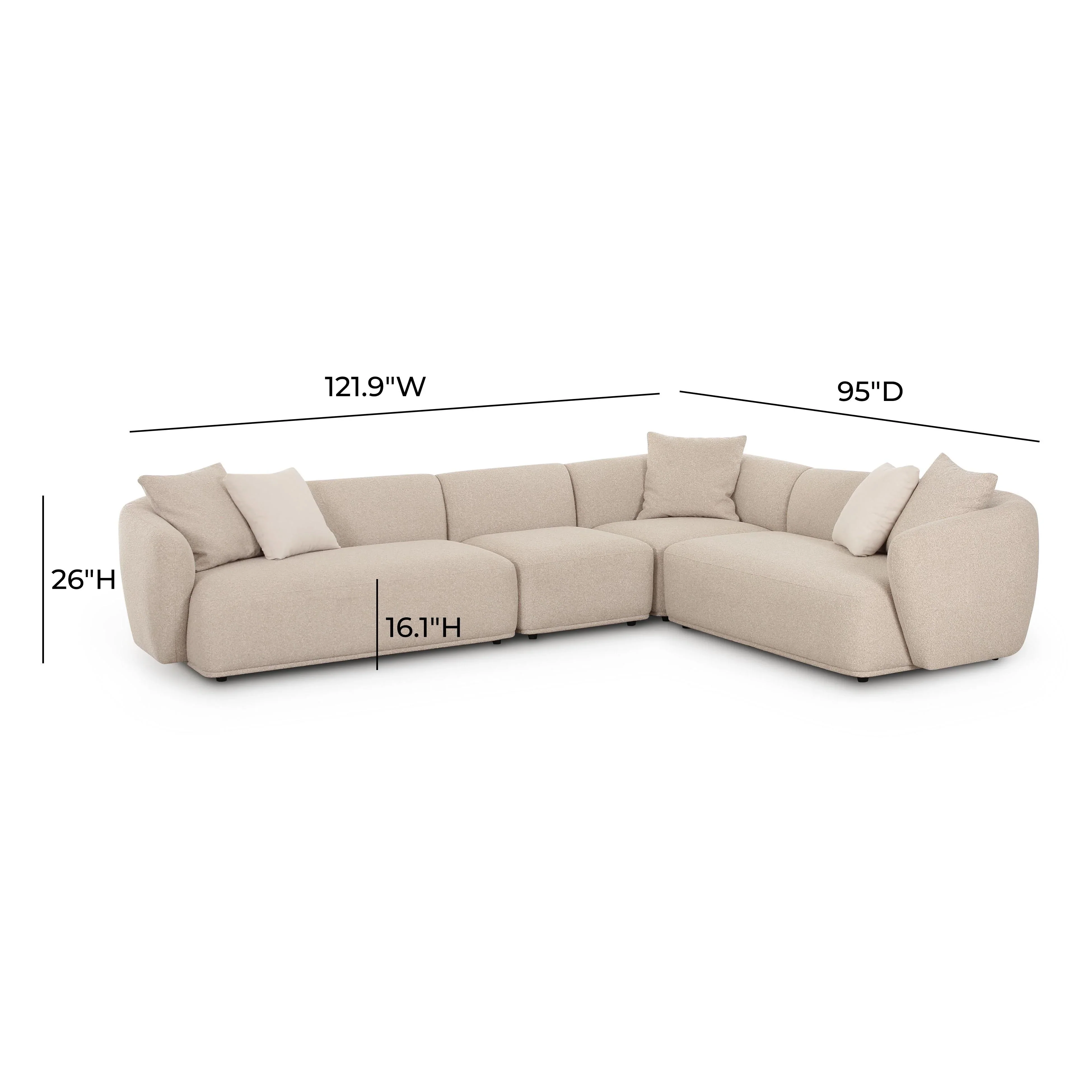 Sylvie 4-Piece Cream Performance Boucle Sectional - Image 6