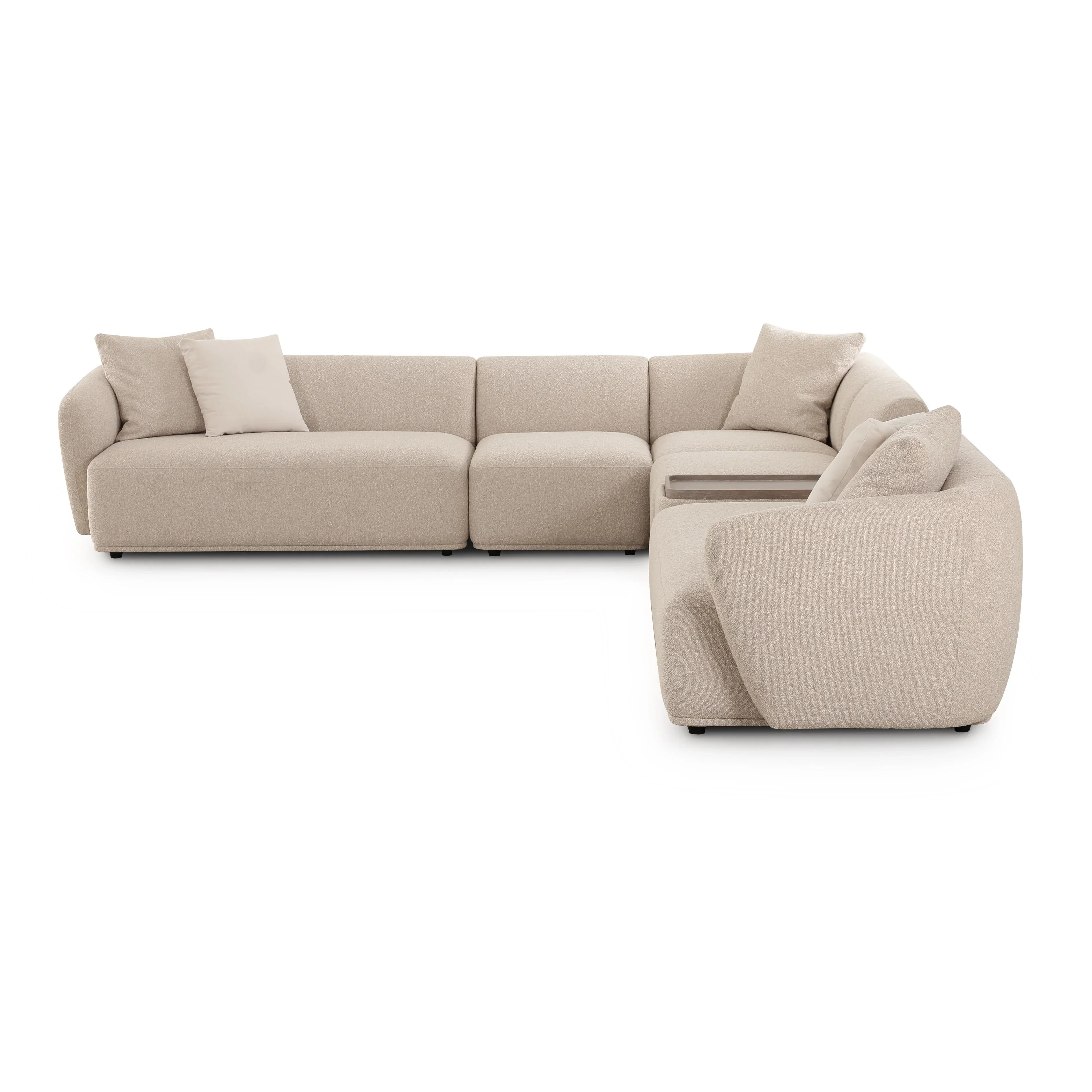 Sylvie 6-Piece Cream Performance Boucle Large Sectional - Image 3