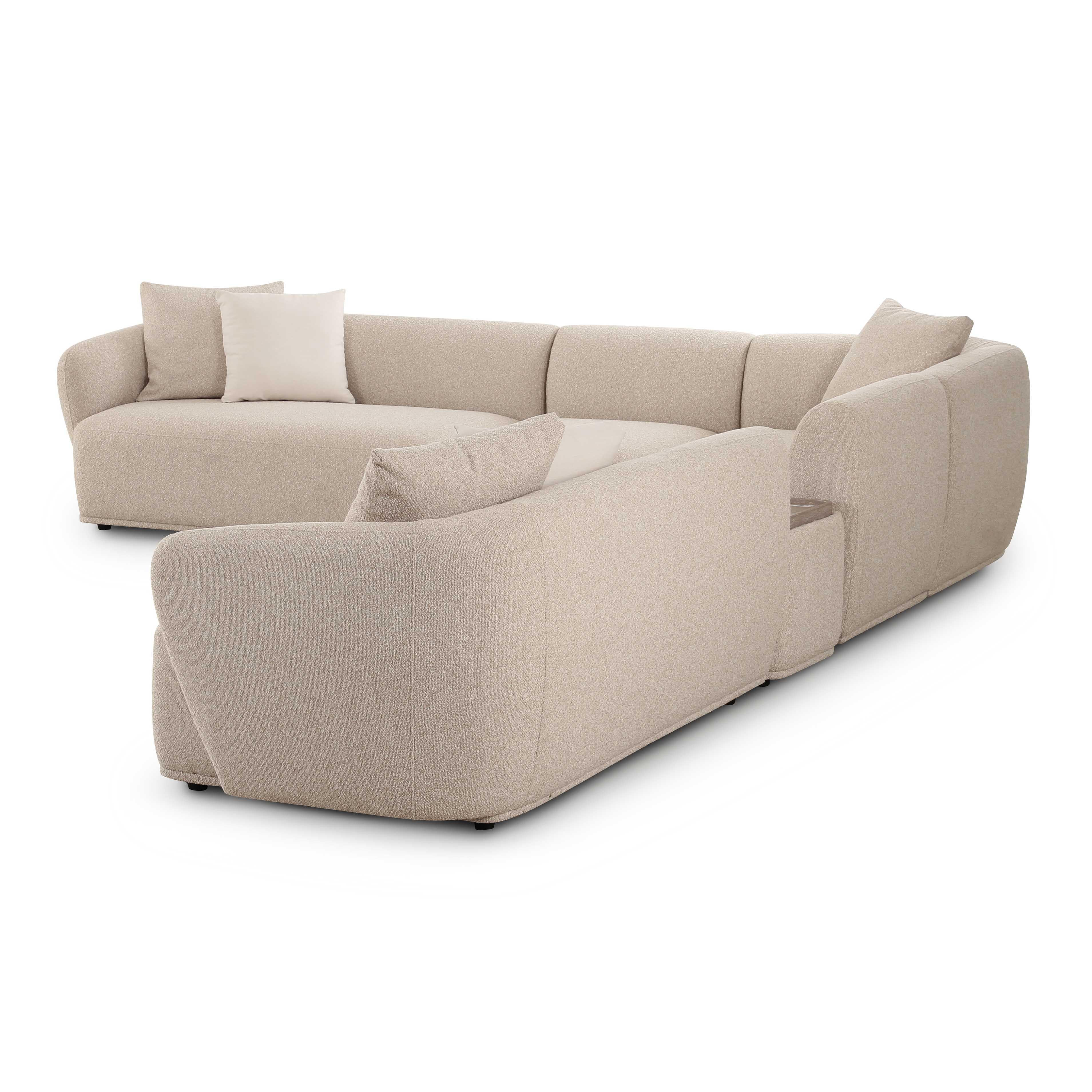 Sylvie 6-Piece Cream Performance Boucle Large Sectional - Image 4