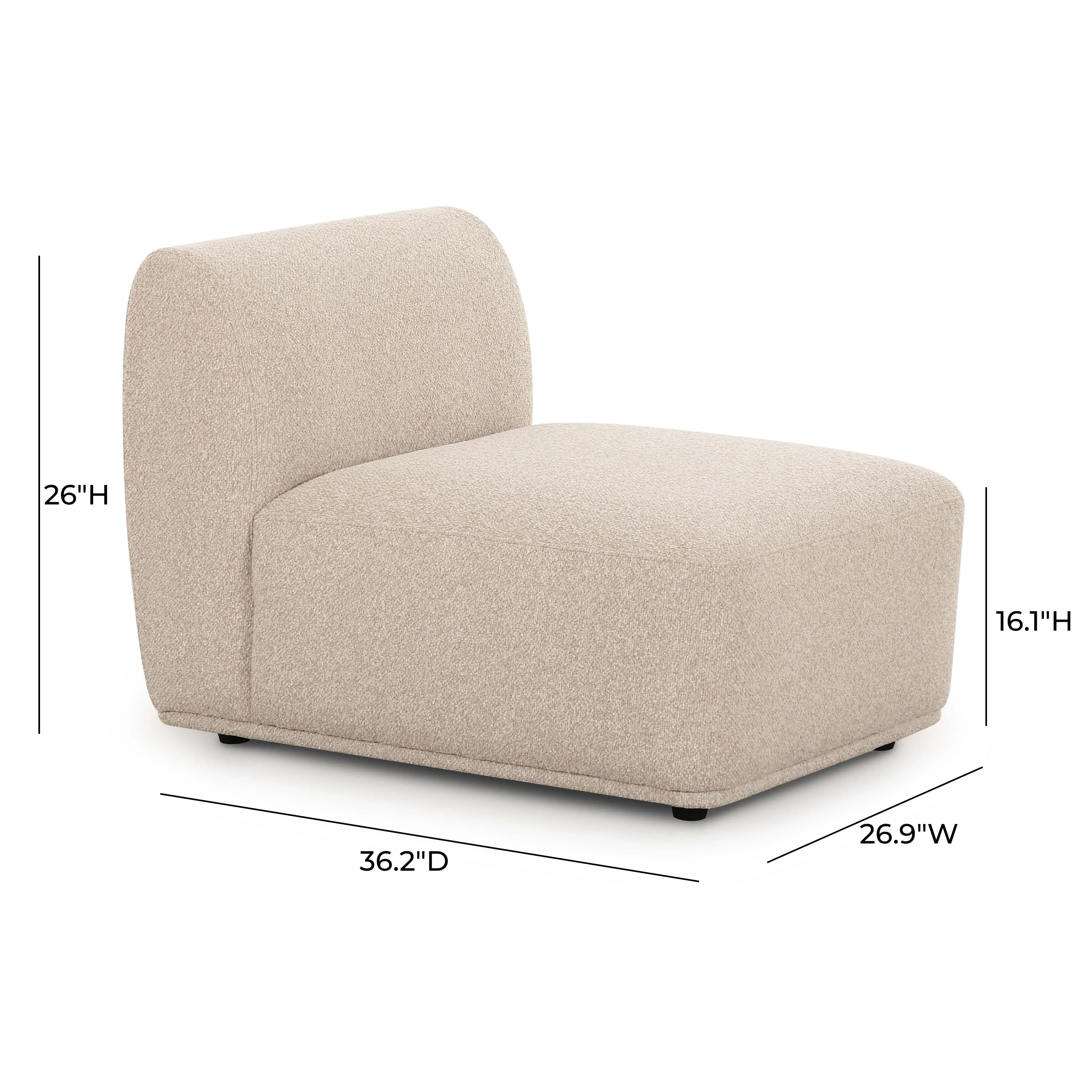 Sylvie Cream Performance Boucle Armless Chair - Image 5