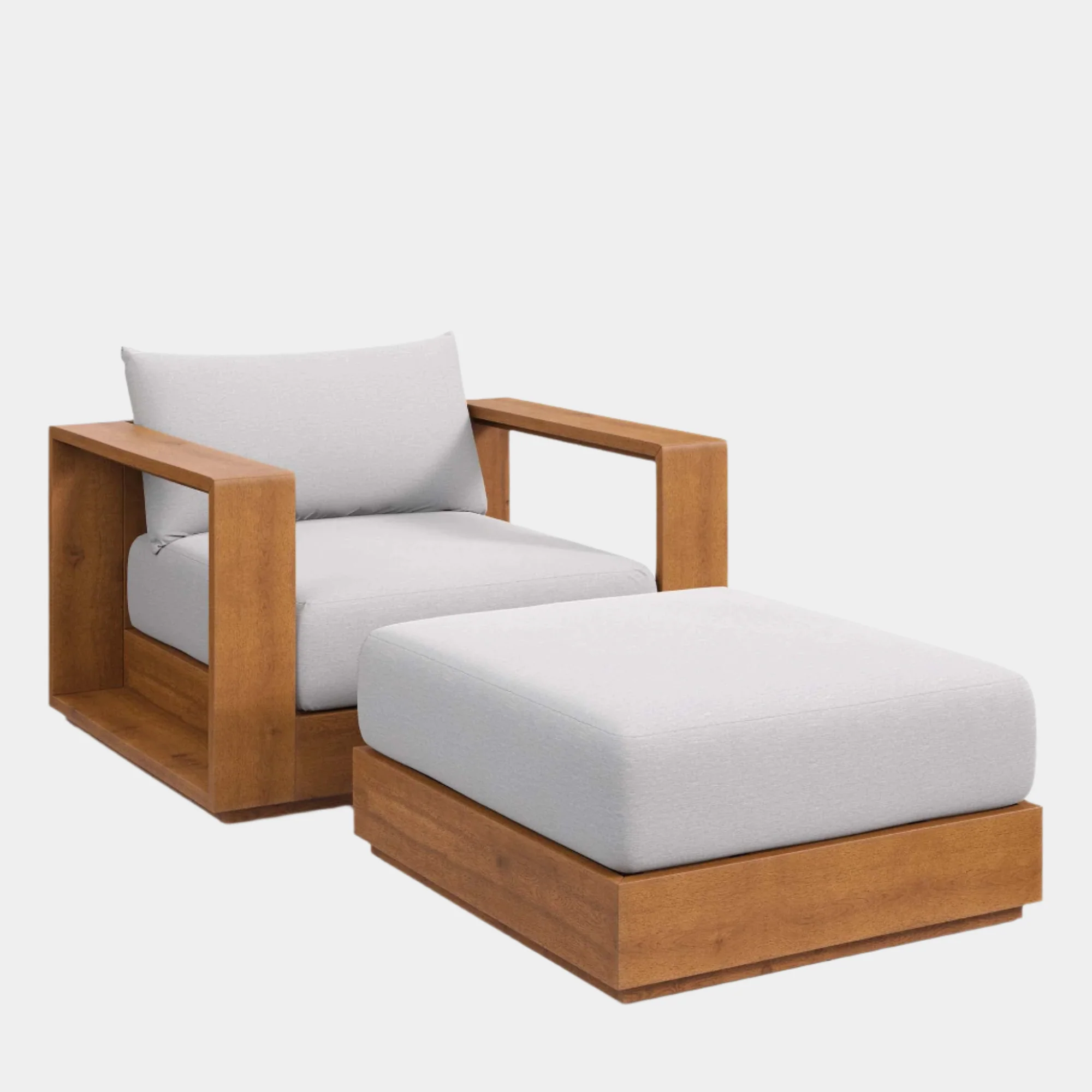 Tahoe 2-Piece Outdoor Patio Acacia Wood Armchair and Ottoman Set - Image 10