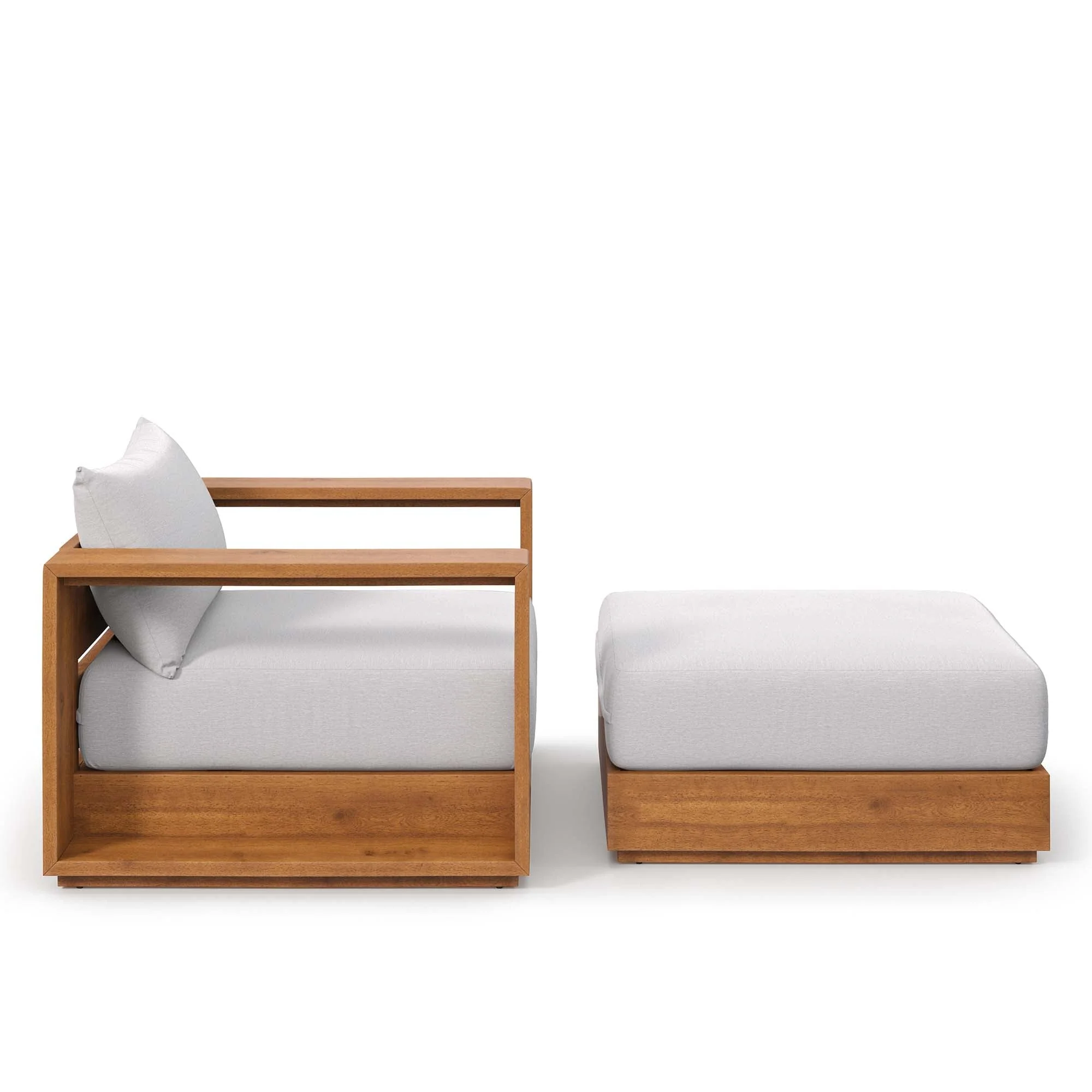 Tahoe 2-Piece Outdoor Patio Acacia Wood Armchair and Ottoman Set - Image 13