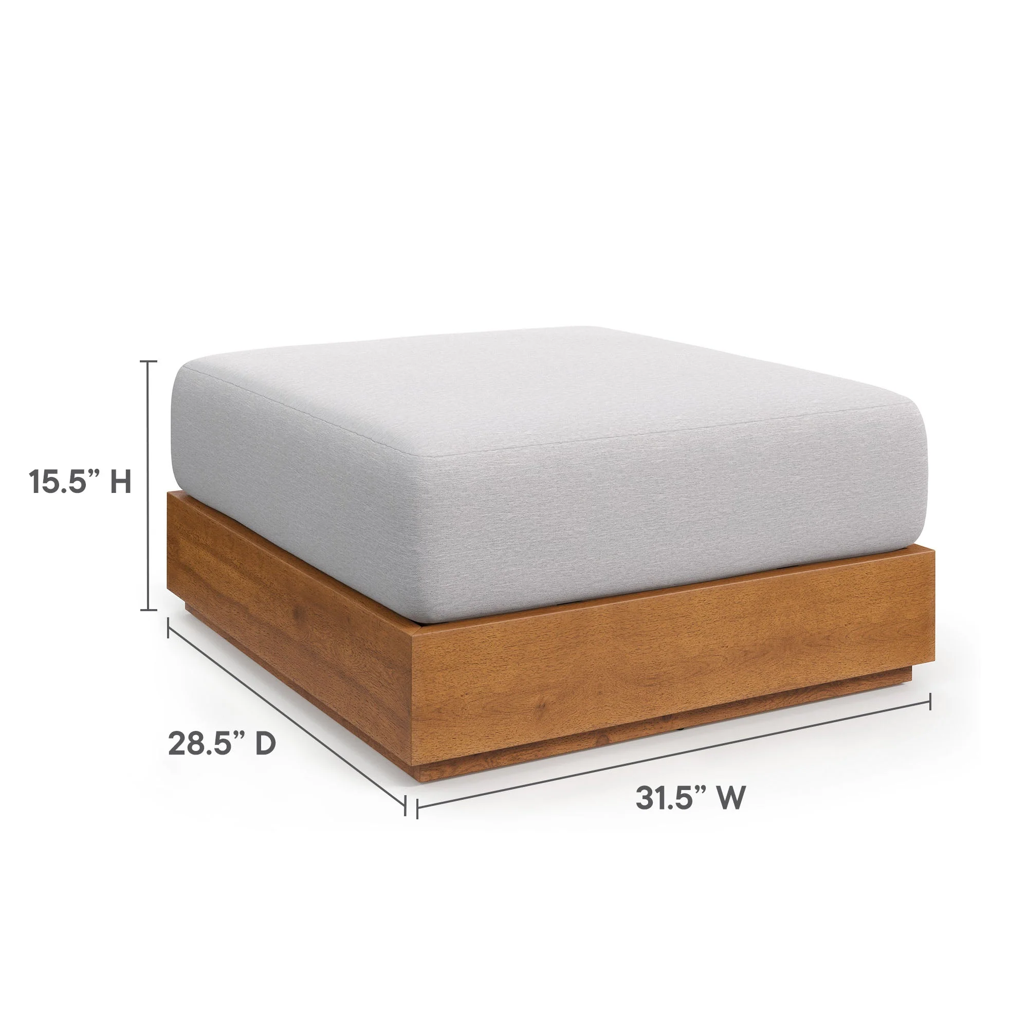Tahoe 2-Piece Outdoor Patio Acacia Wood Armchair and Ottoman Set - Image 17
