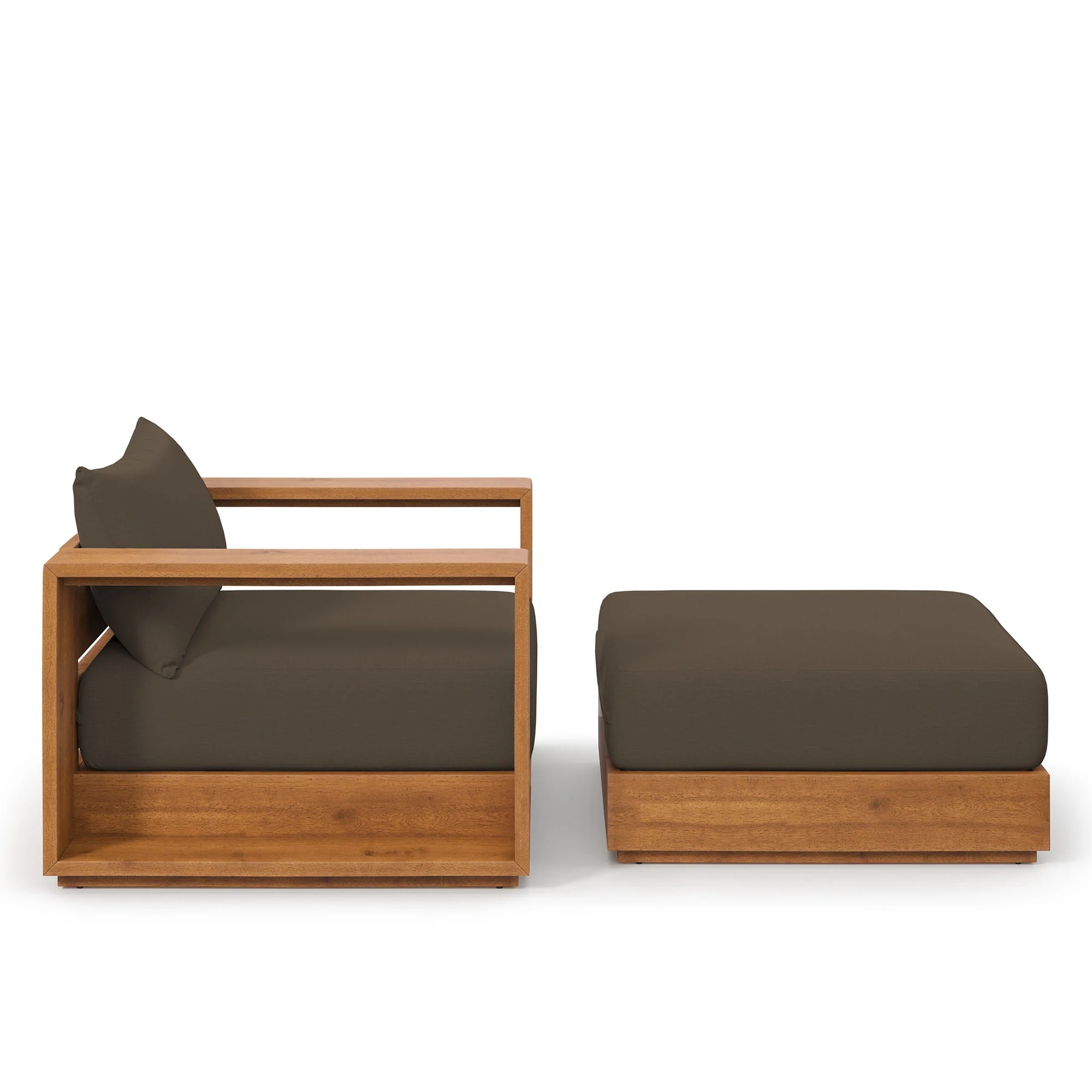 Tahoe 2-Piece Outdoor Patio Acacia Wood Armchair and Ottoman Set - Image 4