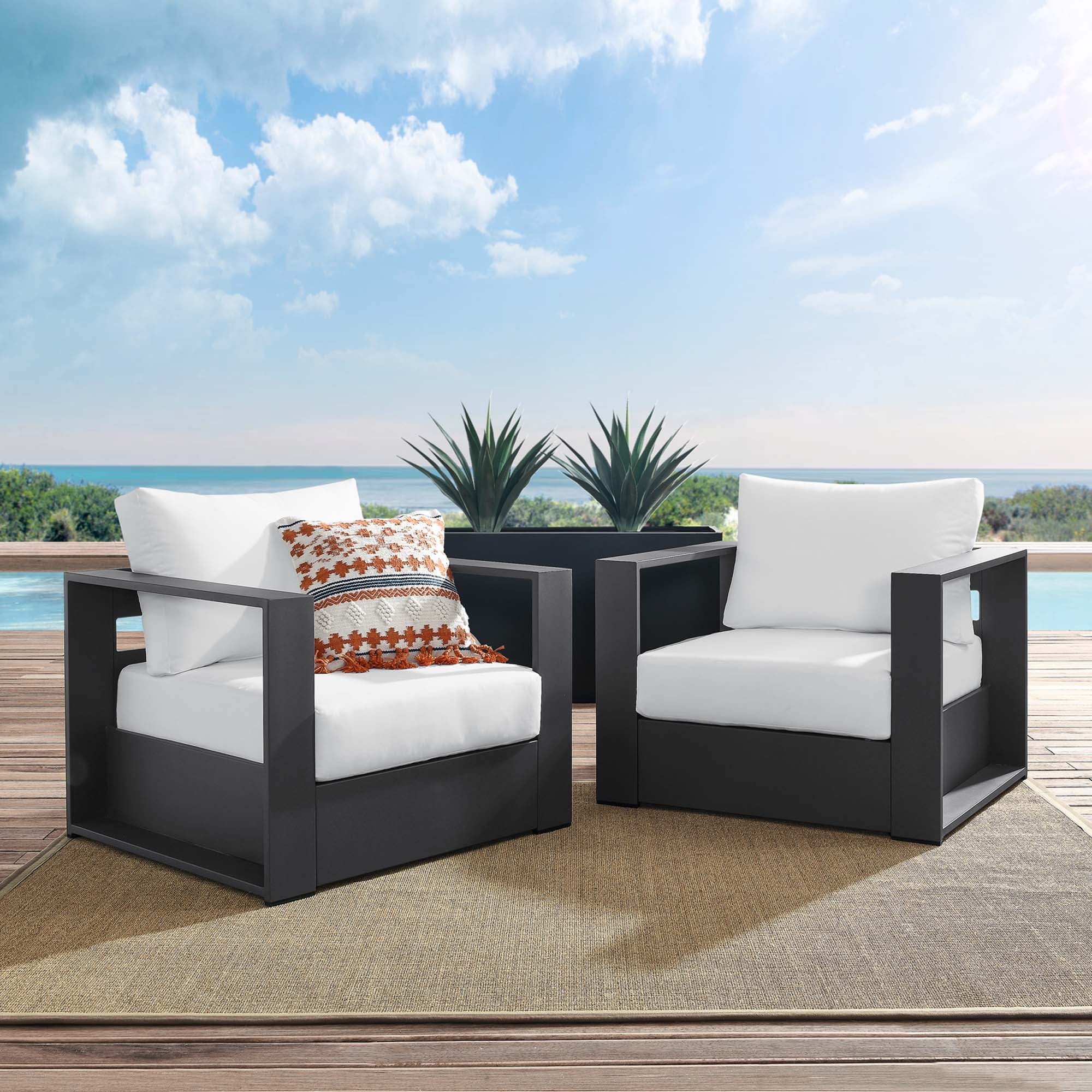 Tahoe 2-Piece Outdoor Patio Powder-Coated Aluminum Armchair Set - Image 16