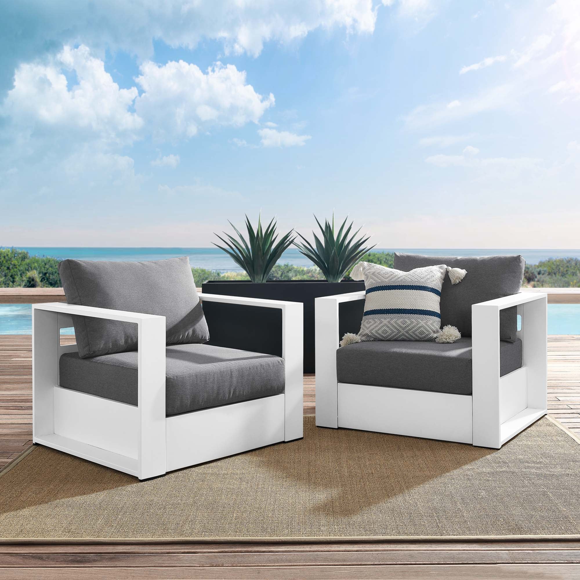 Tahoe 2-Piece Outdoor Patio Powder-Coated Aluminum Armchair Set - Image 23