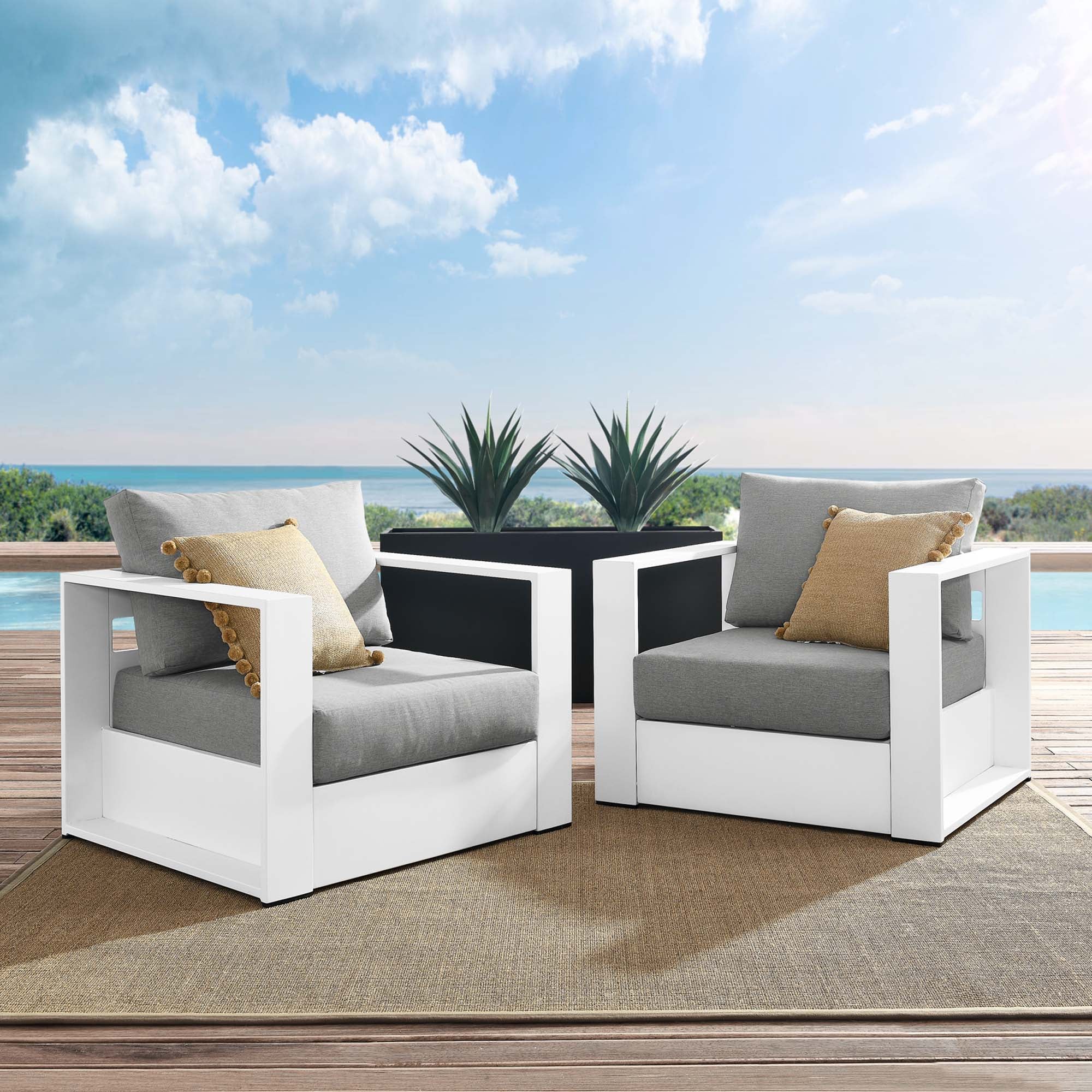 Tahoe 2-Piece Outdoor Patio Powder-Coated Aluminum Armchair Set - Image 30