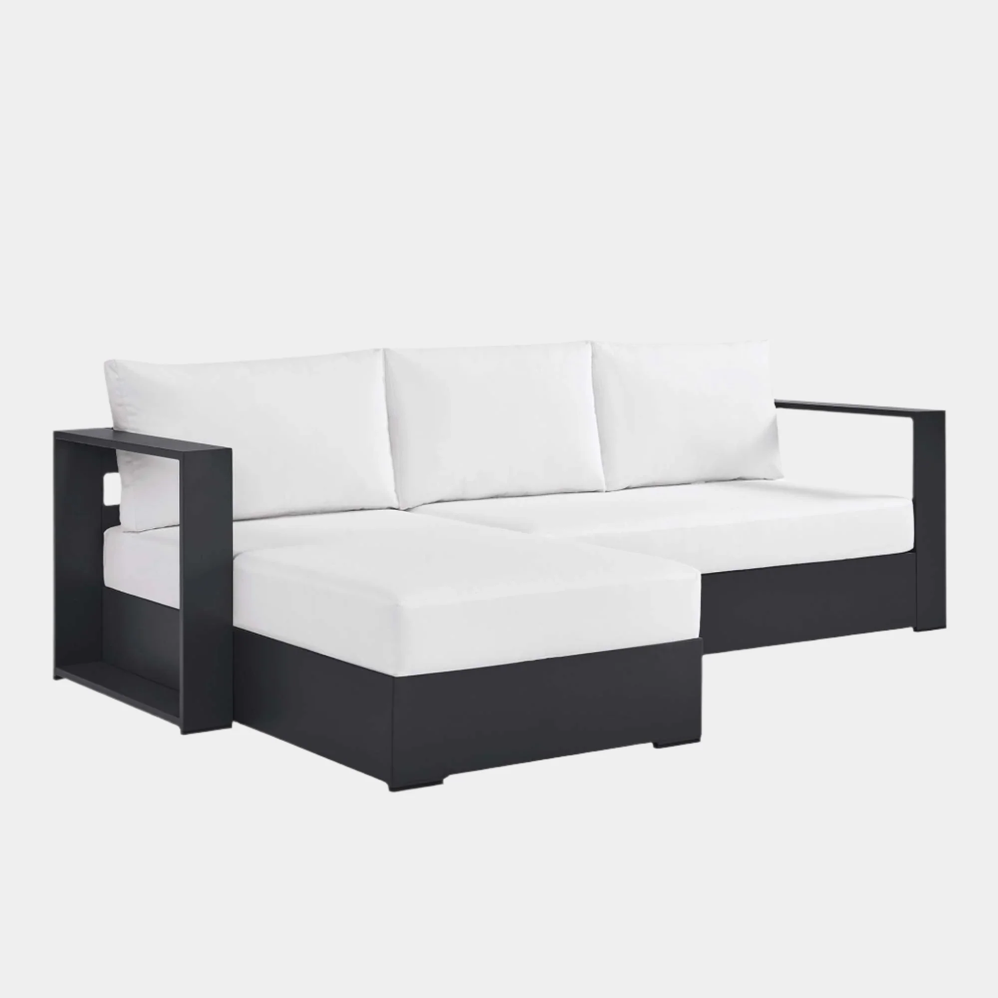 Tahoe 2-Piece Outdoor Patio Powder-Coated Aluminum Left-Facing Chaise Sectional Sofa Set - Image 15