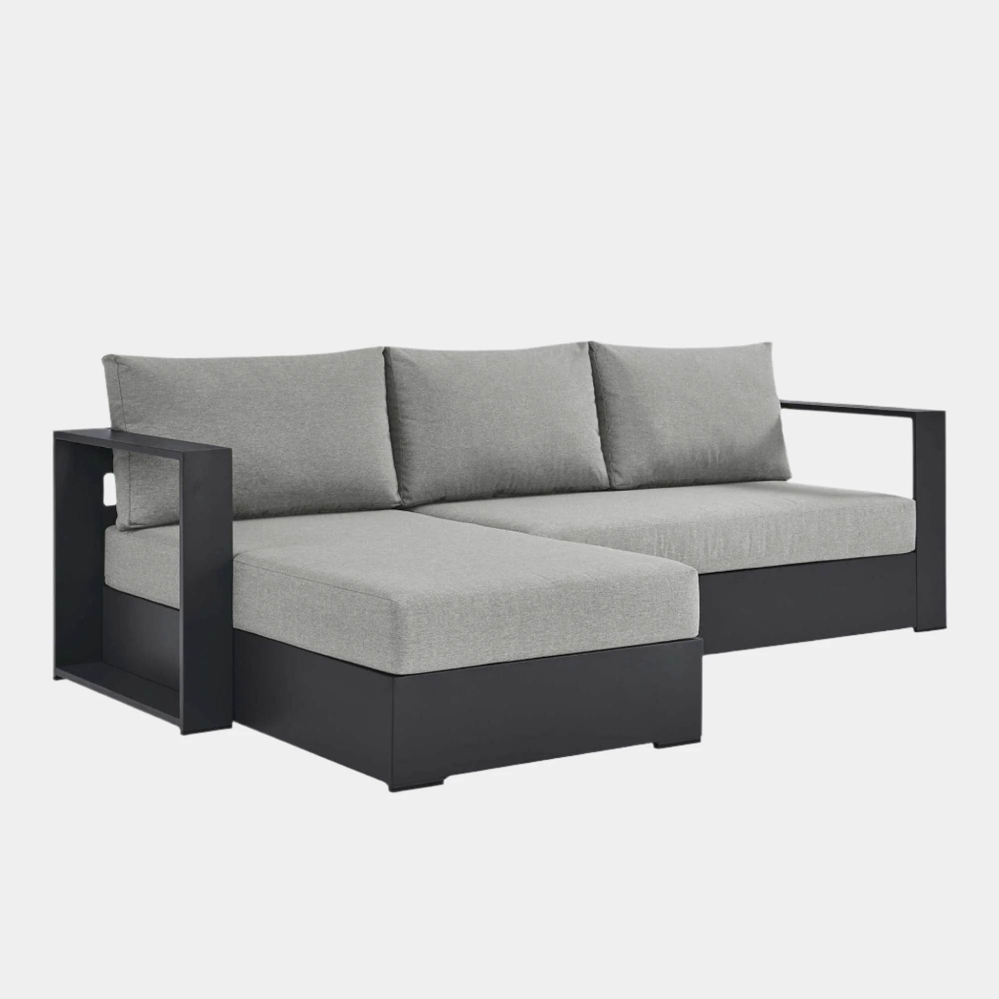 Tahoe 2-Piece Outdoor Patio Powder-Coated Aluminum Left-Facing Chaise Sectional Sofa Set - Image 8