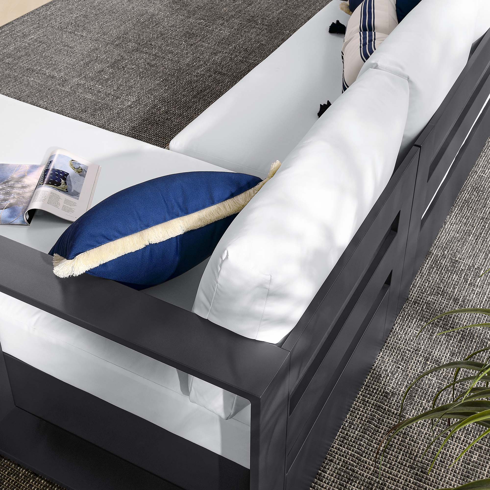 Tahoe 2-Piece Outdoor Patio Powder-Coated Aluminum Right-Facing Chaise Sectional Sofa Set - Image 17
