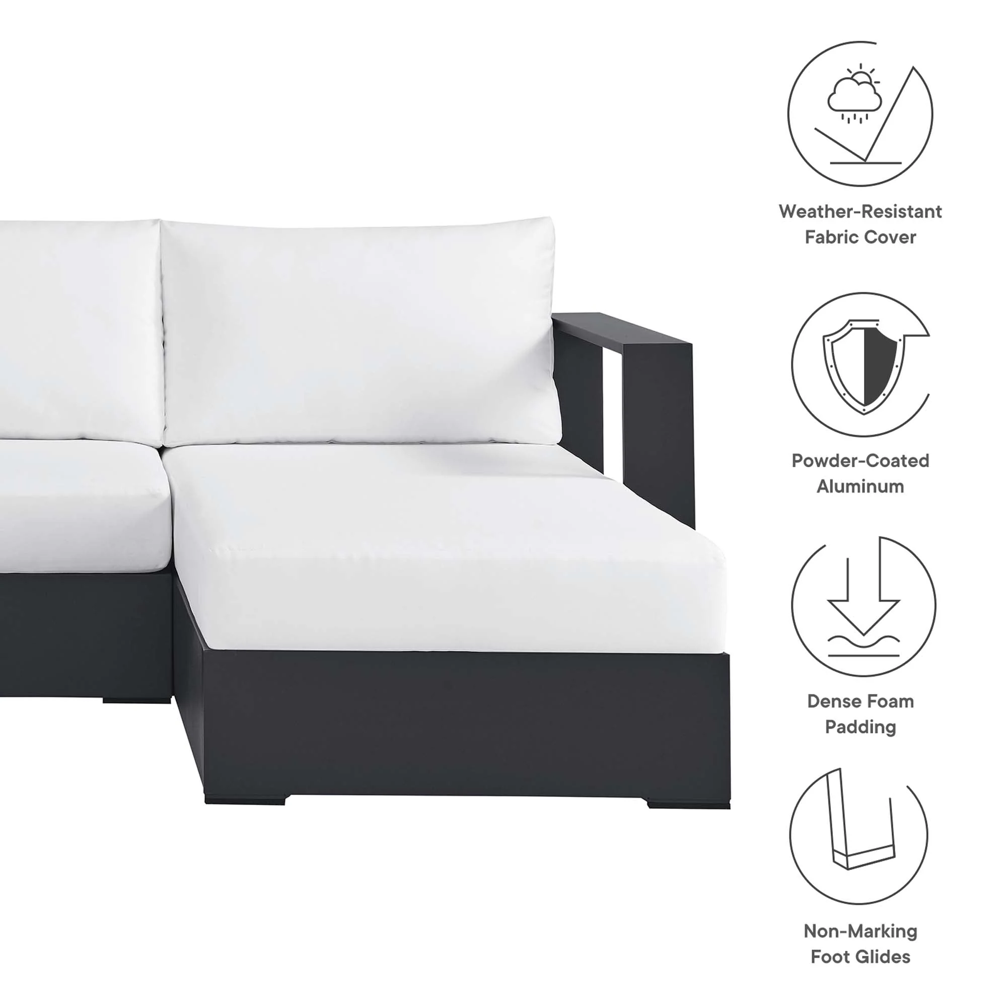 Tahoe 2-Piece Outdoor Patio Powder-Coated Aluminum Right-Facing Chaise Sectional Sofa Set - Image 19