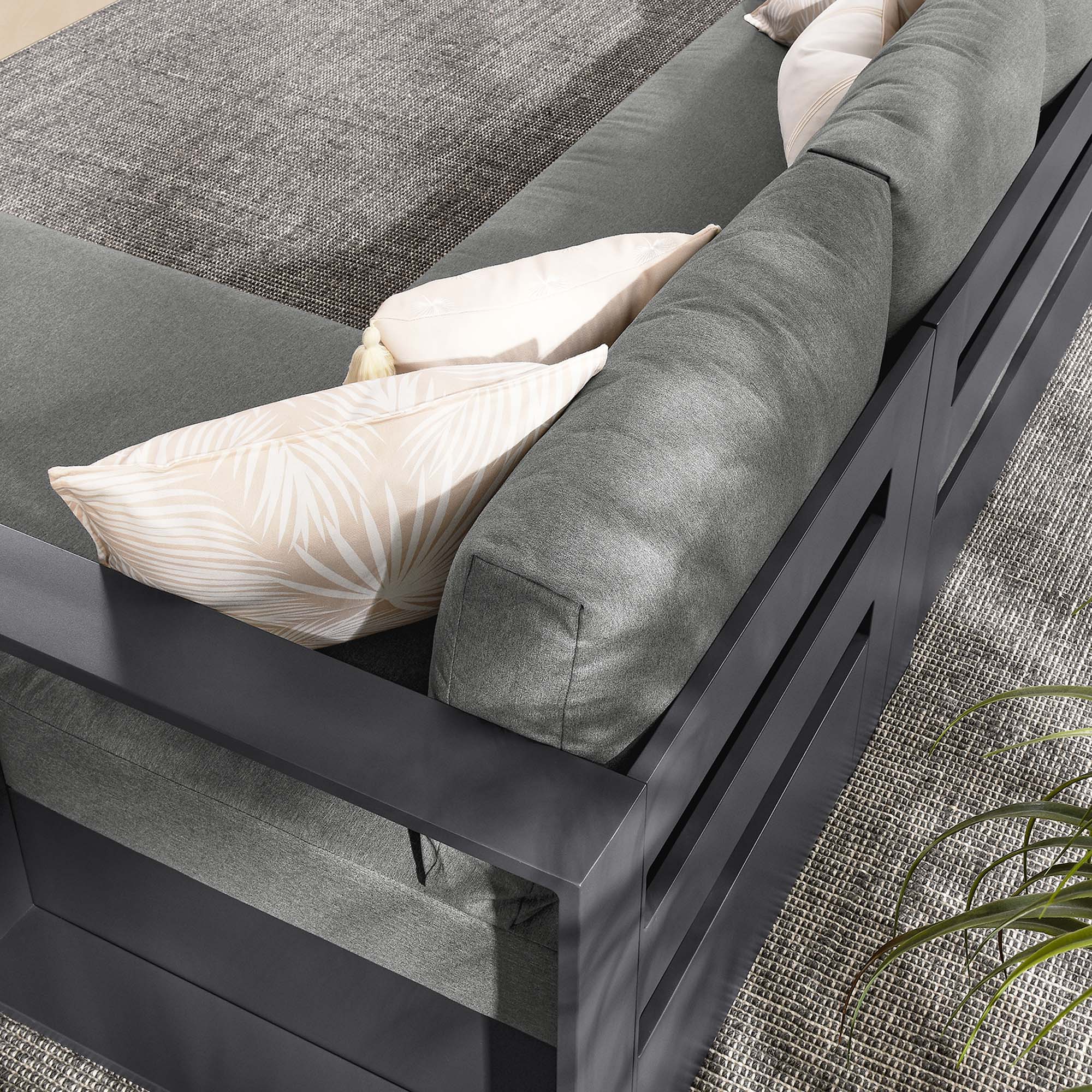 Tahoe 2-Piece Outdoor Patio Powder-Coated Aluminum Right-Facing Chaise Sectional Sofa Set - Image 3